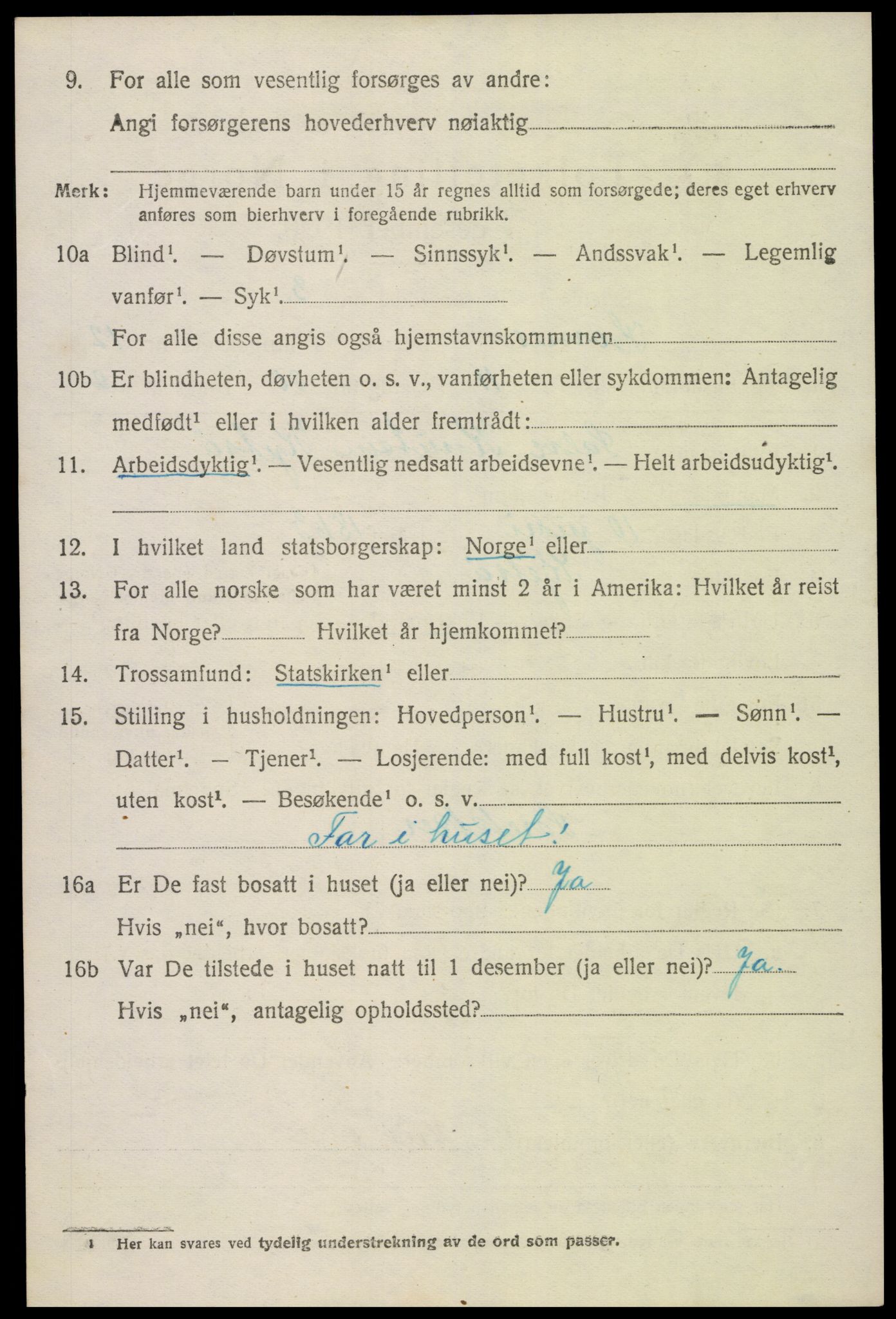 SAK, Folketelling 1920 for 0936 Hornnes herred, 1920, s. 3012