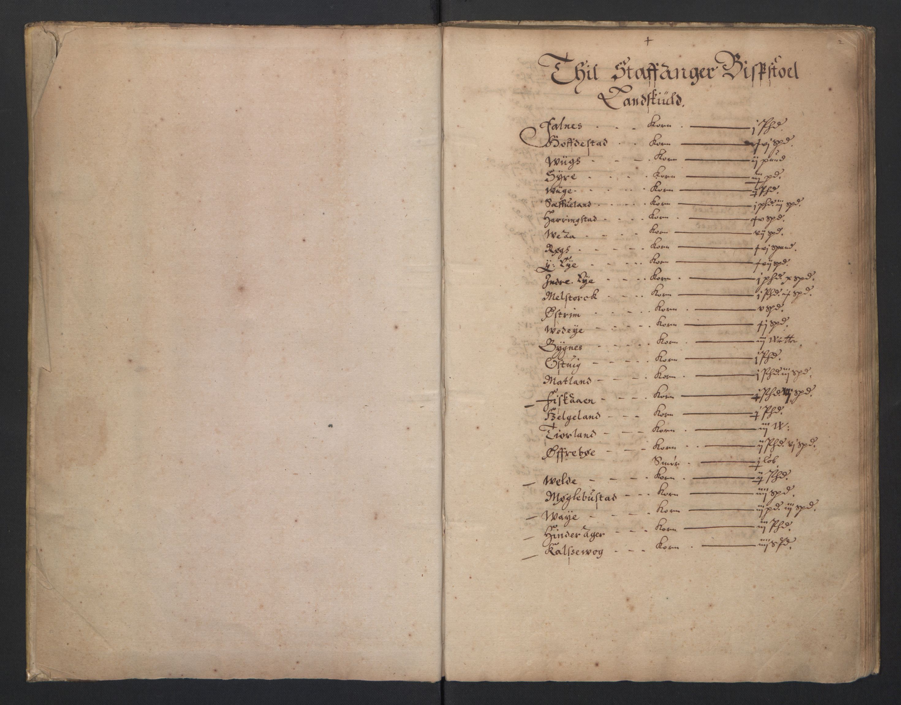 Rentekammeret inntil 1814, Realistisk ordnet avdeling, AV/RA-EA-4070/L/L0023/0003: Stavanger lagdømme: / [C]: Jordebok over bispens samt kannikenes, prestenes, kirkenes og hospitalets inntekter., 1661, s. 1b-2a