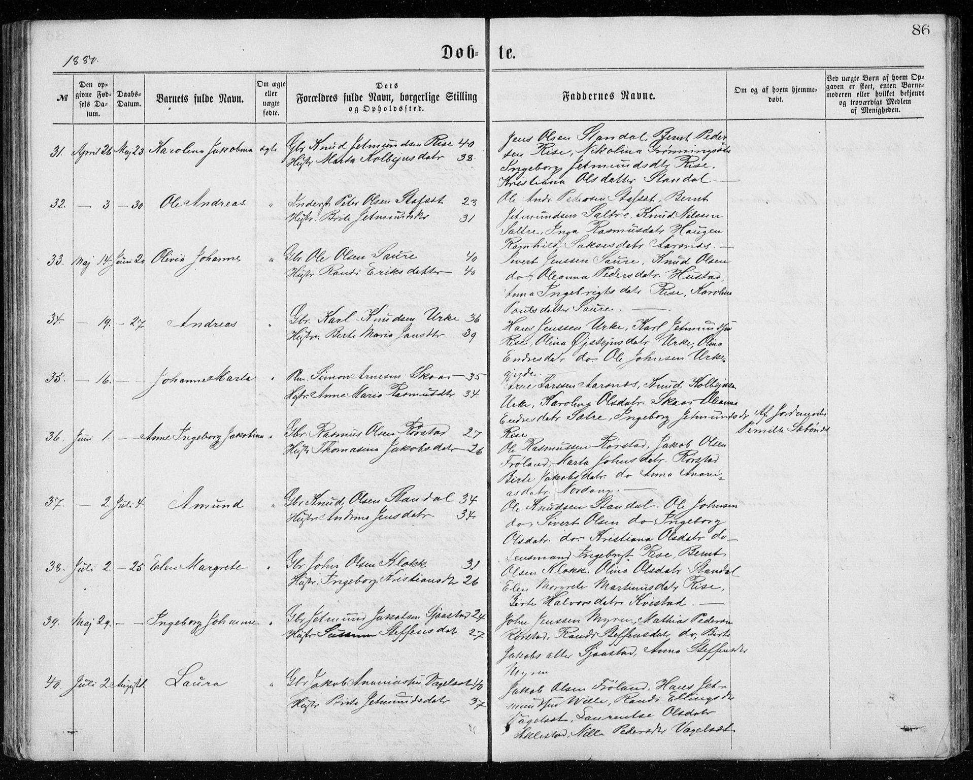 Ministerialprotokoller, klokkerbøker og fødselsregistre - Møre og Romsdal, AV/SAT-A-1454/515/L0214: Klokkerbok nr. 515C01, 1865-1883, s. 86