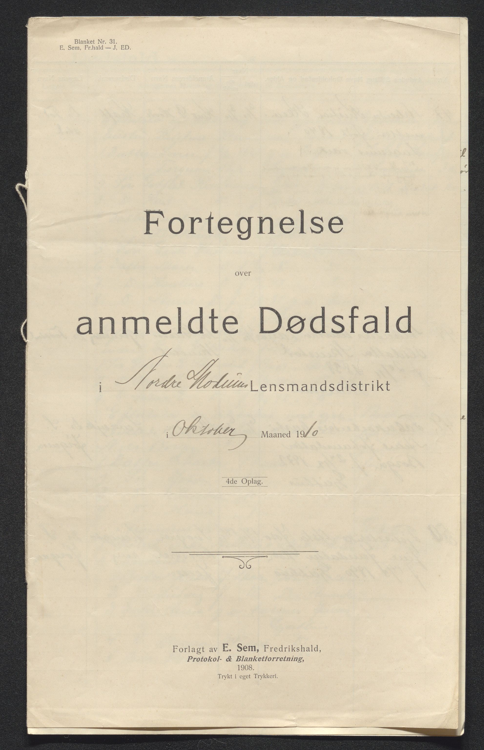 Eiker, Modum og Sigdal sorenskriveri, AV/SAKO-A-123/H/Ha/Hab/L0033: Dødsfallsmeldinger, 1909-1910, s. 513