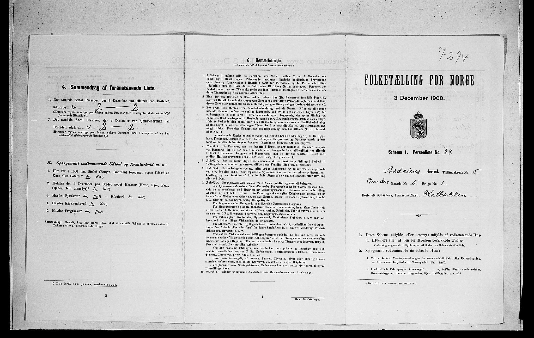 RA, Folketelling 1900 for 0614 Ådal herred, 1900, s. 394