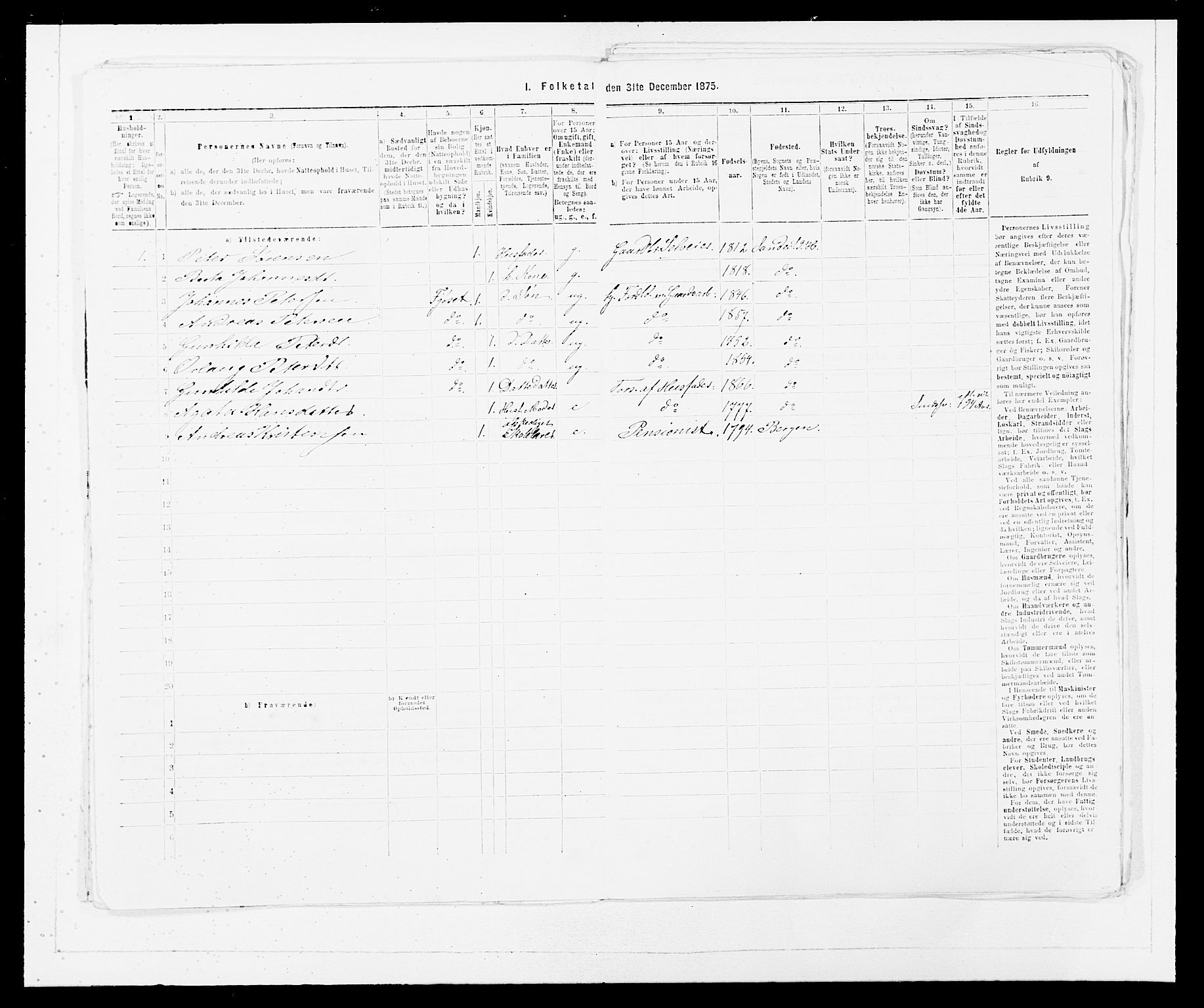 SAB, Folketelling 1875 for 1430P Indre Holmedal prestegjeld, 1875, s. 299