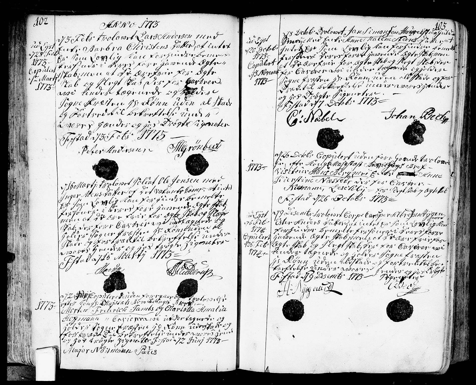 Fredrikstad prestekontor Kirkebøker, AV/SAO-A-11082/F/Fa/L0002: Ministerialbok nr. 2, 1750-1804, s. 102-103