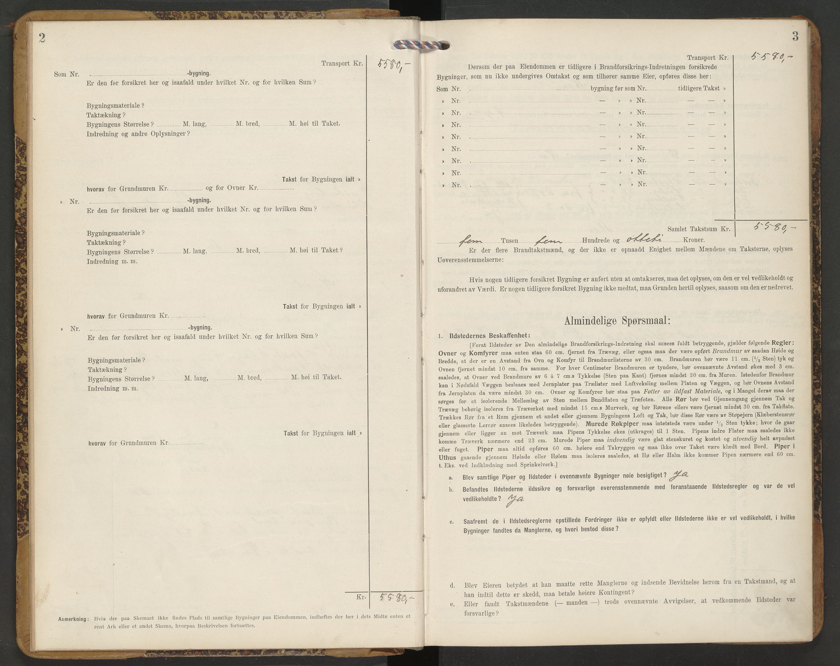 Norges Brannkasse Strinda, AV/SAT-A-5516/Fb/L0005: Branntakstprotokoll, 1913-1918