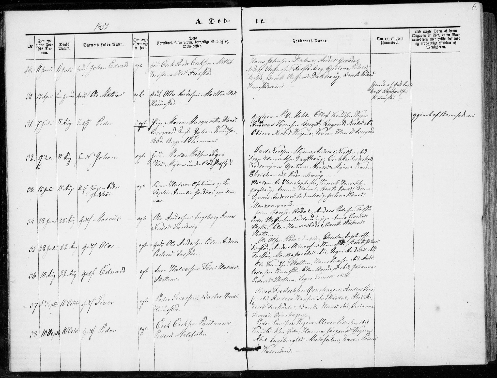 Ministerialprotokoller, klokkerbøker og fødselsregistre - Møre og Romsdal, AV/SAT-A-1454/566/L0767: Ministerialbok nr. 566A06, 1852-1868, s. 6