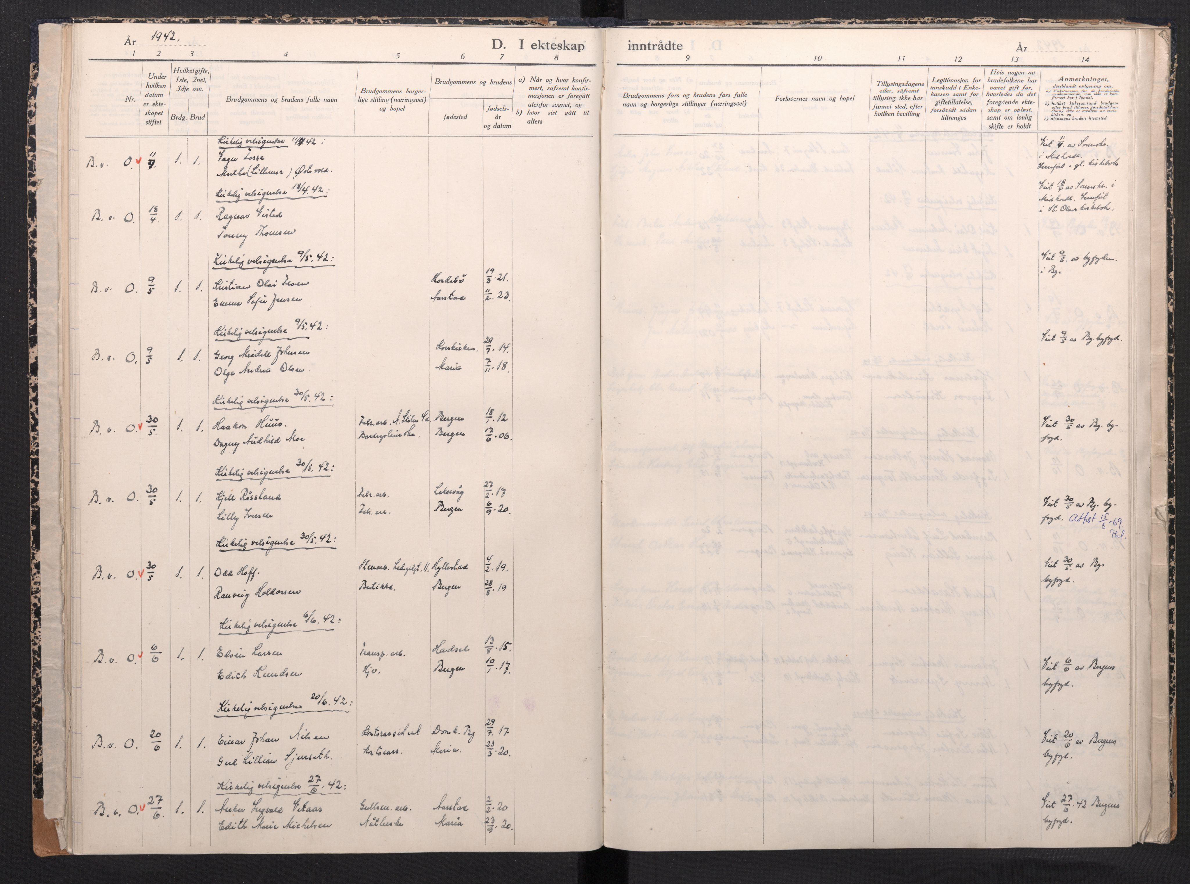 Mariakirken Sokneprestembete, SAB/A-76901/H/Haa/L0009: Ministerialbok nr. A 9, 1942-1945