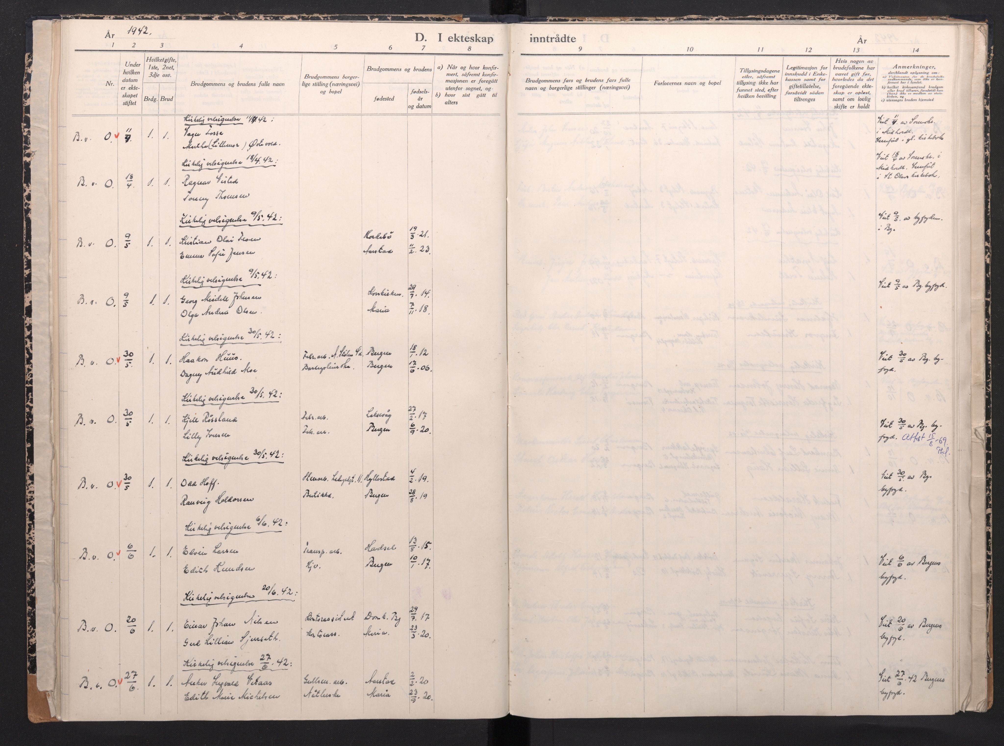 Mariakirken Sokneprestembete, AV/SAB-A-76901/H/Haa/L0009: Ministerialbok nr. A 9, 1942-1945