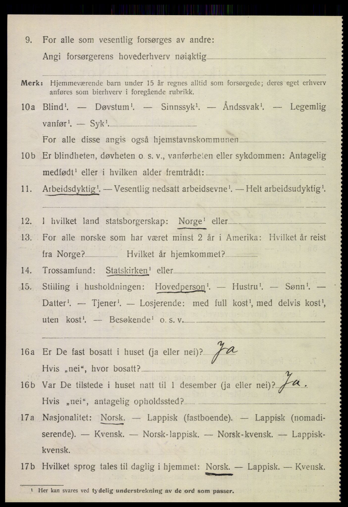 SAT, Folketelling 1920 for 1849 Hamarøy herred, 1920, s. 3109
