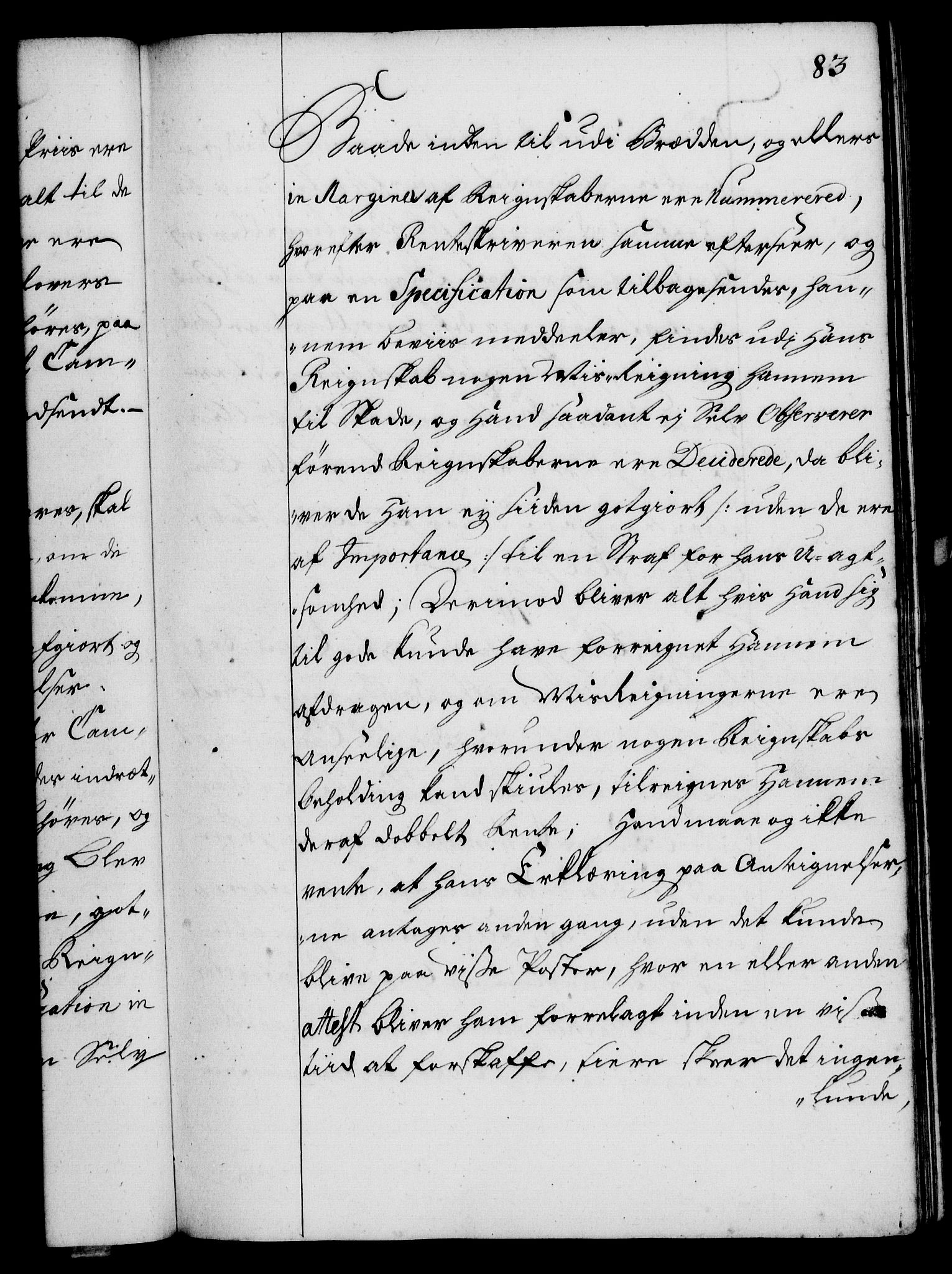 Rentekammeret, Kammerkanselliet, RA/EA-3111/G/Gg/Ggi/L0002: Norsk instruksjonsprotokoll med register (merket RK 53.35), 1729-1751, s. 83
