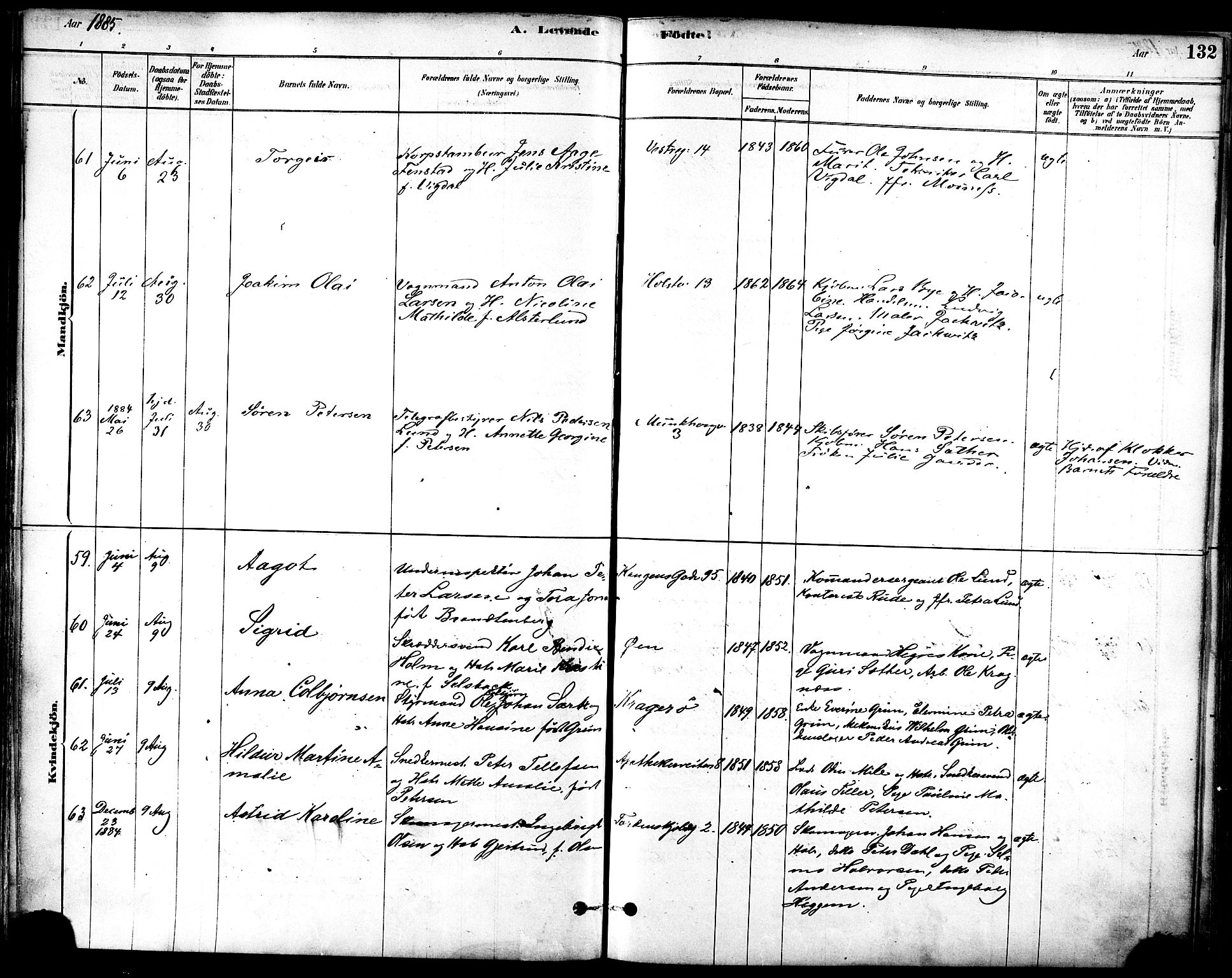 Ministerialprotokoller, klokkerbøker og fødselsregistre - Sør-Trøndelag, SAT/A-1456/601/L0057: Ministerialbok nr. 601A25, 1877-1891, s. 132