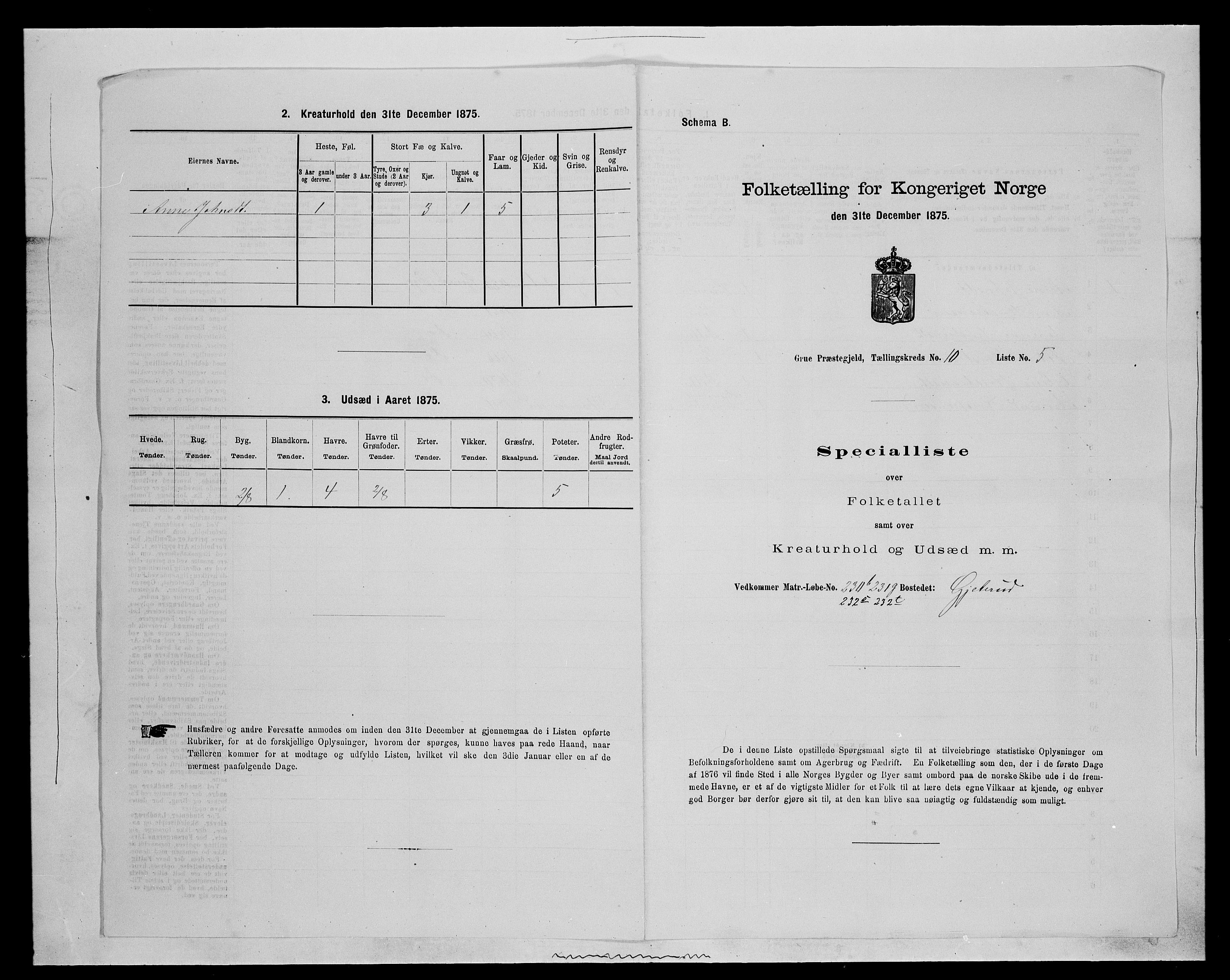 SAH, Folketelling 1875 for 0423P Grue prestegjeld, 1875, s. 1833