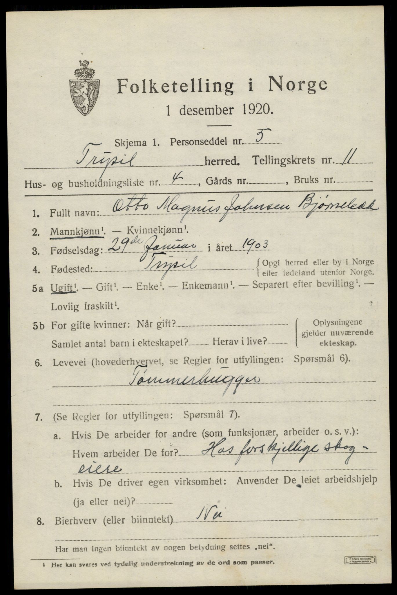 SAH, Folketelling 1920 for 0428 Trysil herred, 1920, s. 7003