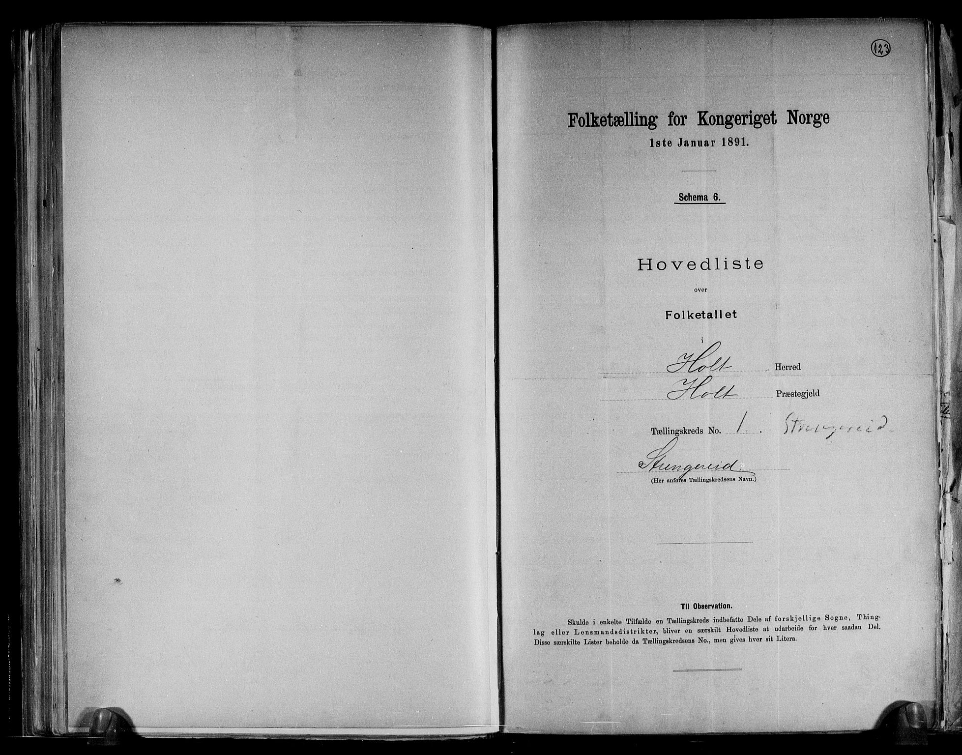 RA, Folketelling 1891 for 0914 Holt herred, 1891, s. 4