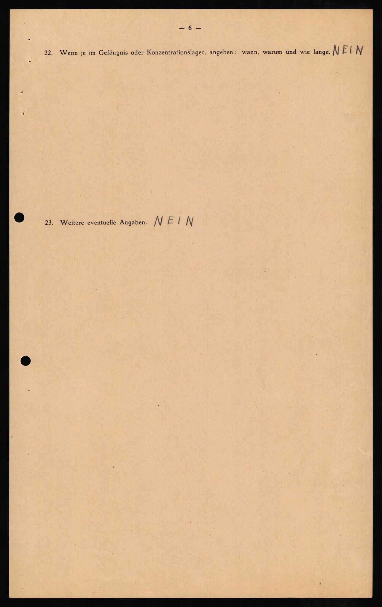 Forsvaret, Forsvarets overkommando II, RA/RAFA-3915/D/Db/L0008: CI Questionaires. Tyske okkupasjonsstyrker i Norge. Tyskere., 1945-1946, s. 7