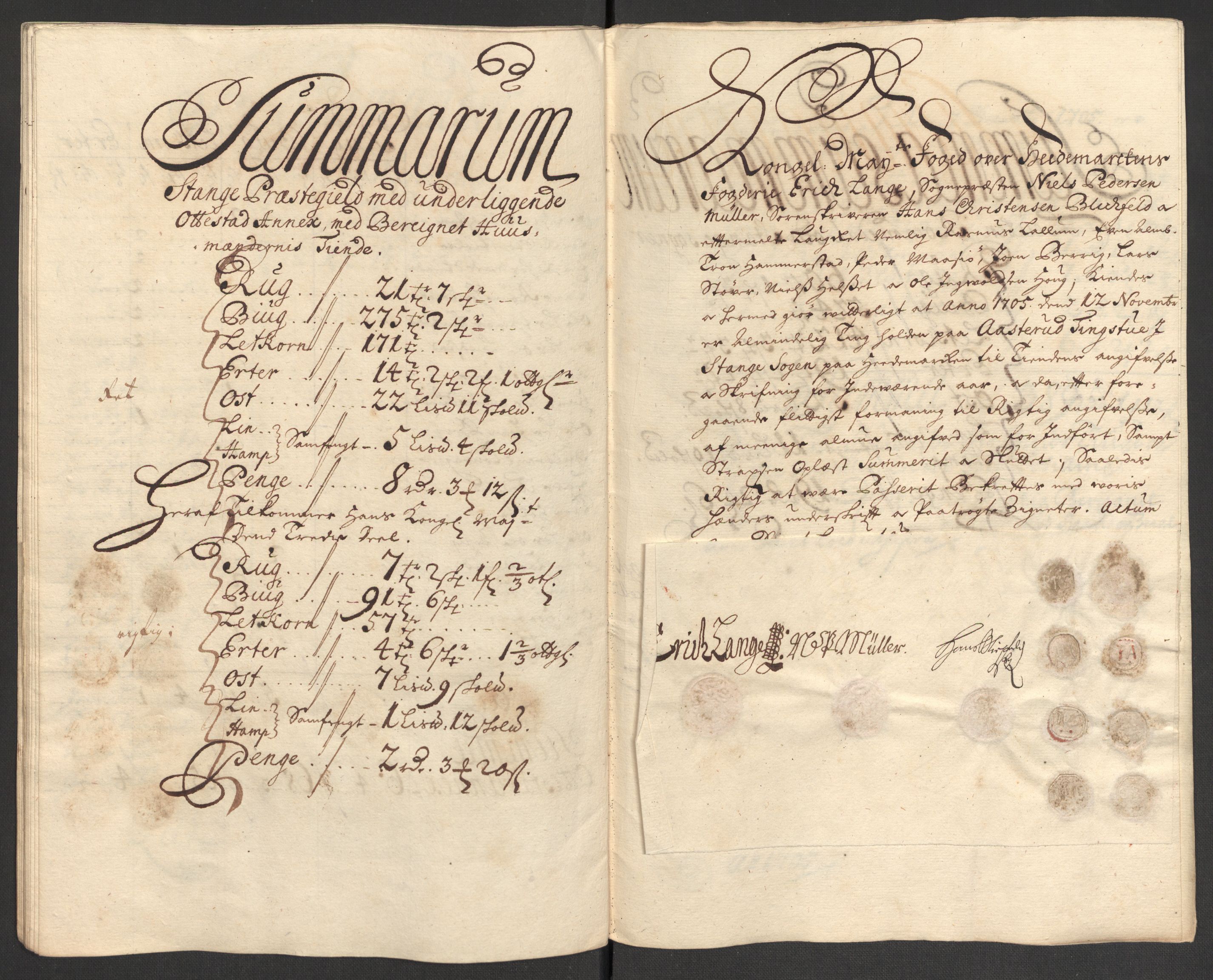 Rentekammeret inntil 1814, Reviderte regnskaper, Fogderegnskap, RA/EA-4092/R16/L1042: Fogderegnskap Hedmark, 1705, s. 61