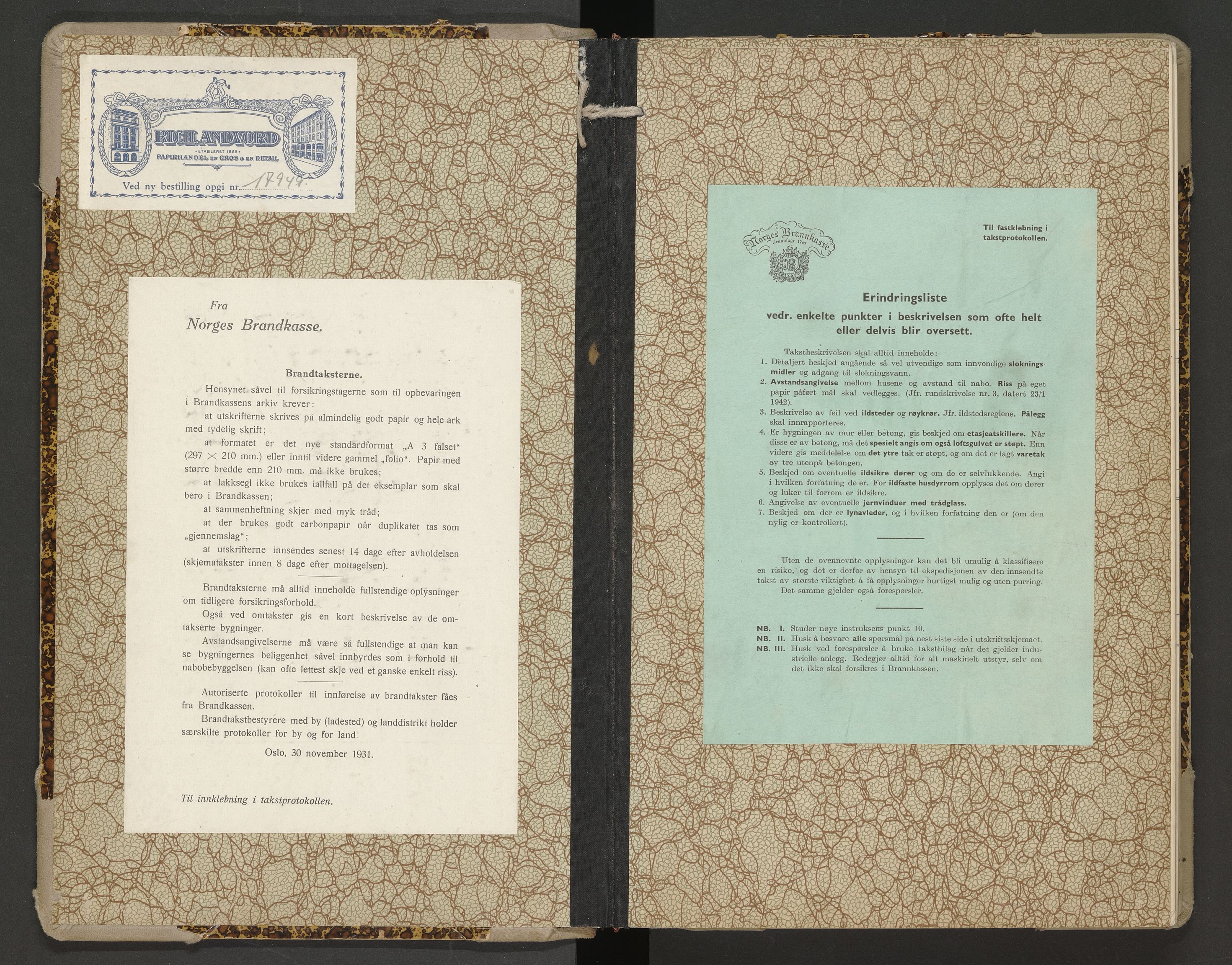 Norges Brannkasse Kristiansund, AV/SAT-A-4776/A/L0014: Branntakstprotokoll, 1942-1943