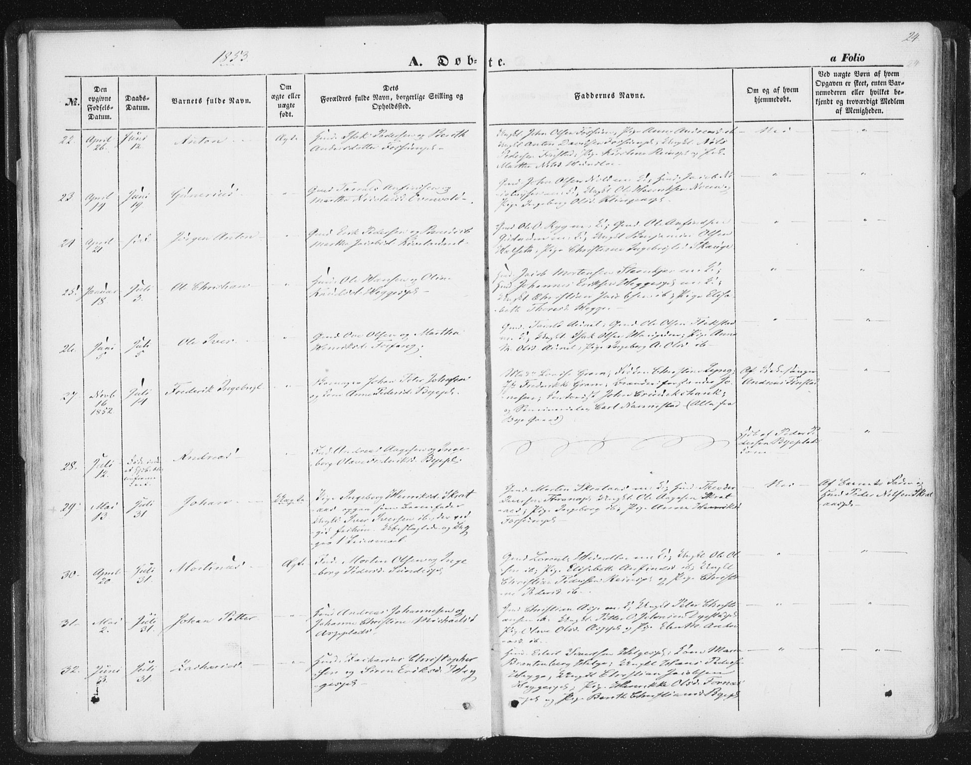 Ministerialprotokoller, klokkerbøker og fødselsregistre - Nord-Trøndelag, AV/SAT-A-1458/746/L0446: Ministerialbok nr. 746A05, 1846-1859, s. 24