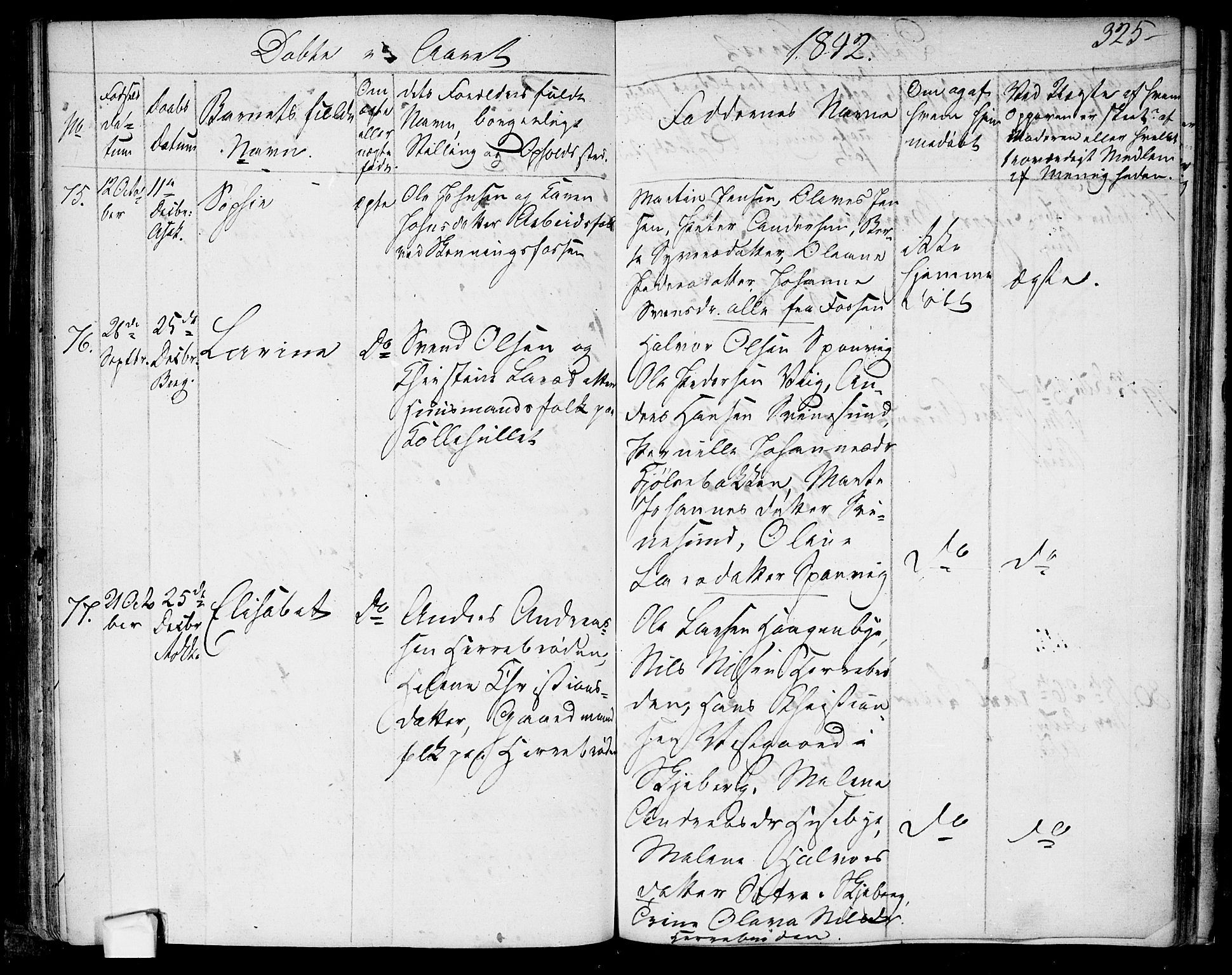 Berg prestekontor Kirkebøker, AV/SAO-A-10902/F/Fa/L0003: Ministerialbok nr. I 3, 1832-1842, s. 325
