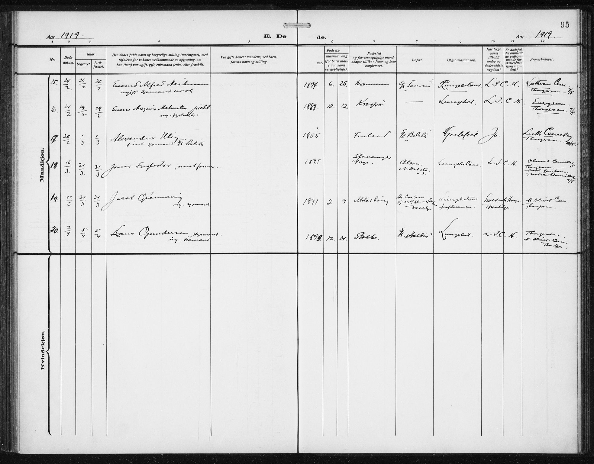 Den norske sjømannsmisjon i utlandet/New York, SAB/SAB/PA-0110/H/Ha/L0007: Ministerialbok nr. A 7, 1915-1923, s. 95