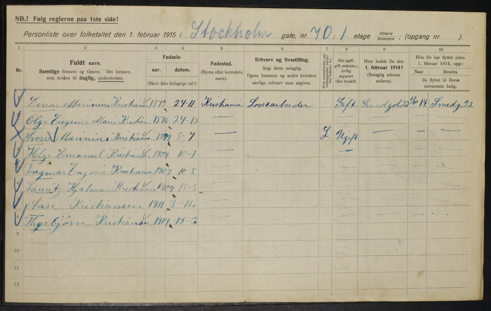 OBA, Kommunal folketelling 1.2.1915 for Kristiania, 1915, s. 102697