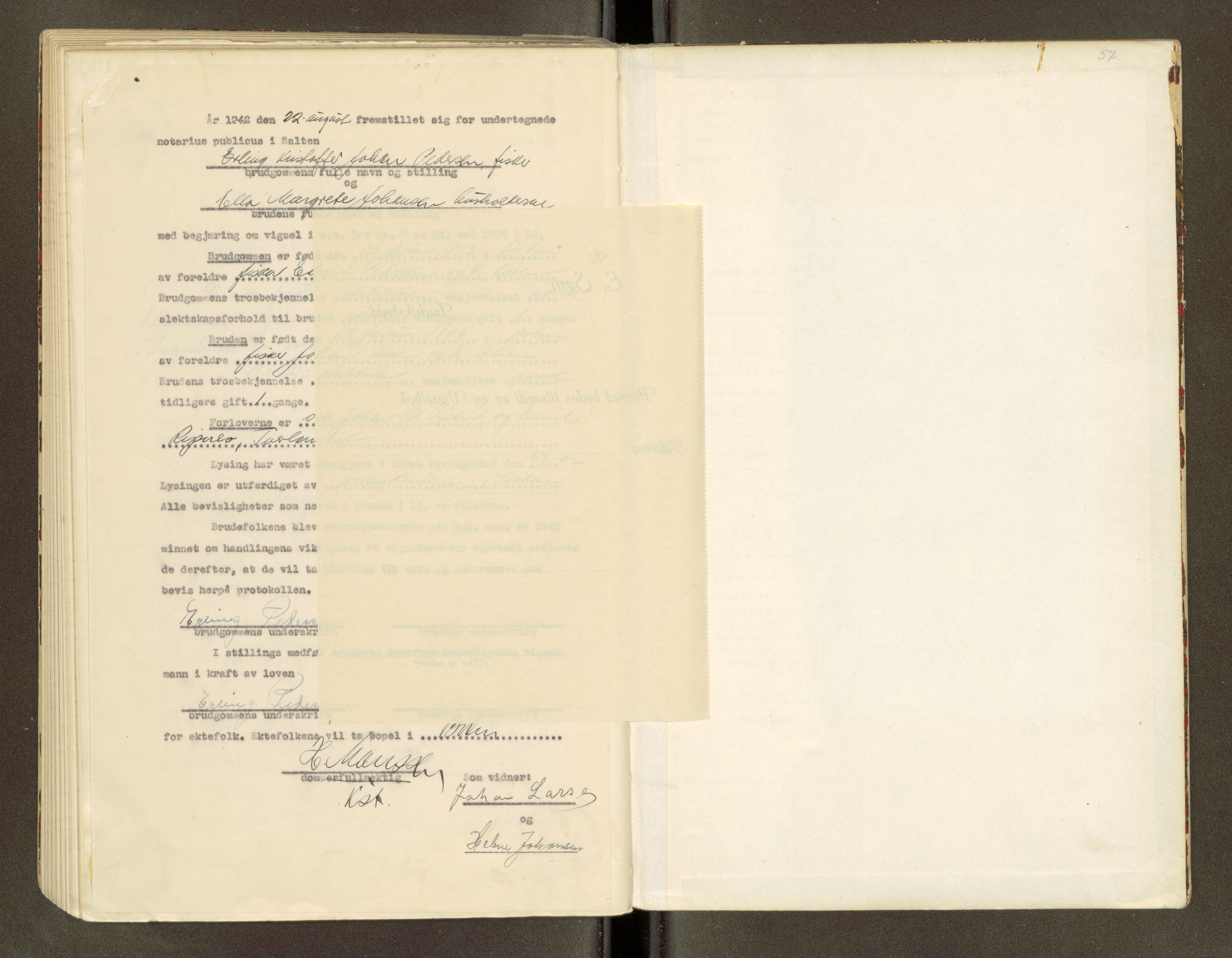 Salten sorenskriveri, SAT/A-4578/1/6/6D/L0001: Vigselsbok, 1921-1942, s. 106