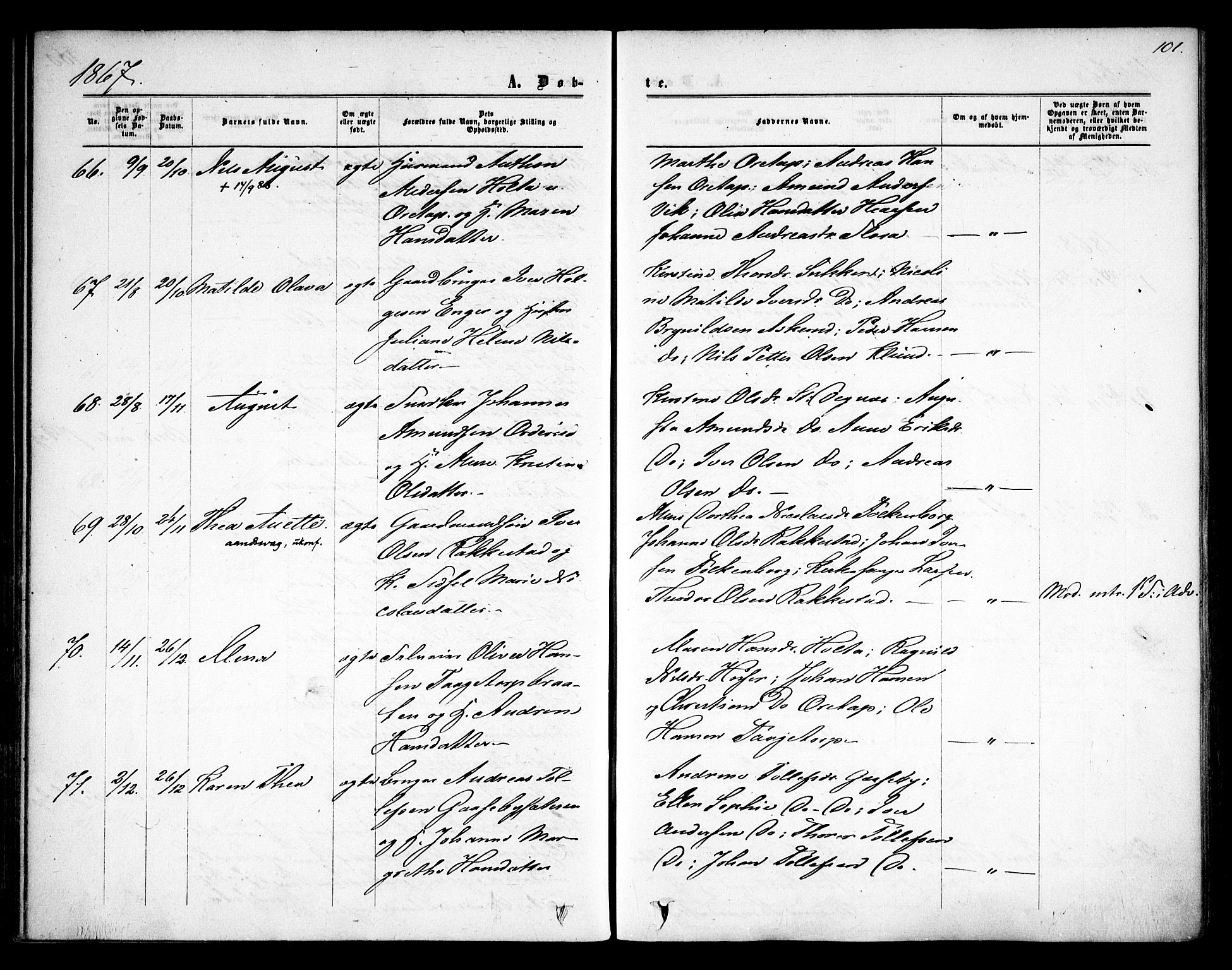 Rødenes prestekontor Kirkebøker, AV/SAO-A-2005/F/Fa/L0007: Ministerialbok nr. I 7, 1860-1869, s. 101