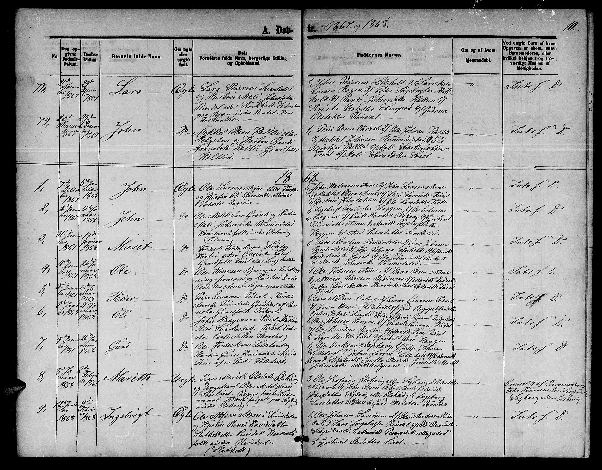 Ministerialprotokoller, klokkerbøker og fødselsregistre - Møre og Romsdal, AV/SAT-A-1454/598/L1076: Klokkerbok nr. 598C01, 1867-1878, s. 10