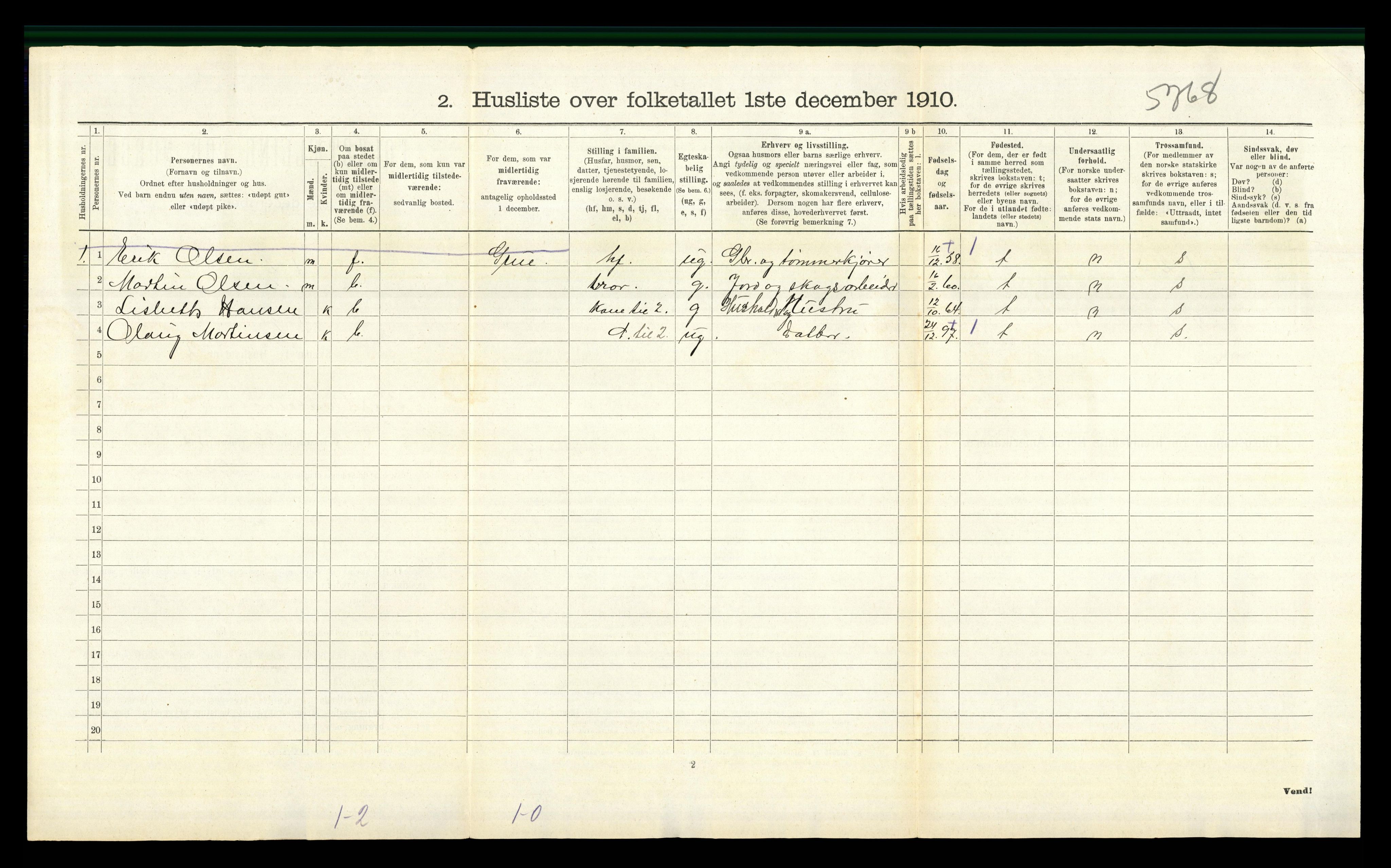 RA, Folketelling 1910 for 0419 Sør-Odal herred, 1910, s. 589