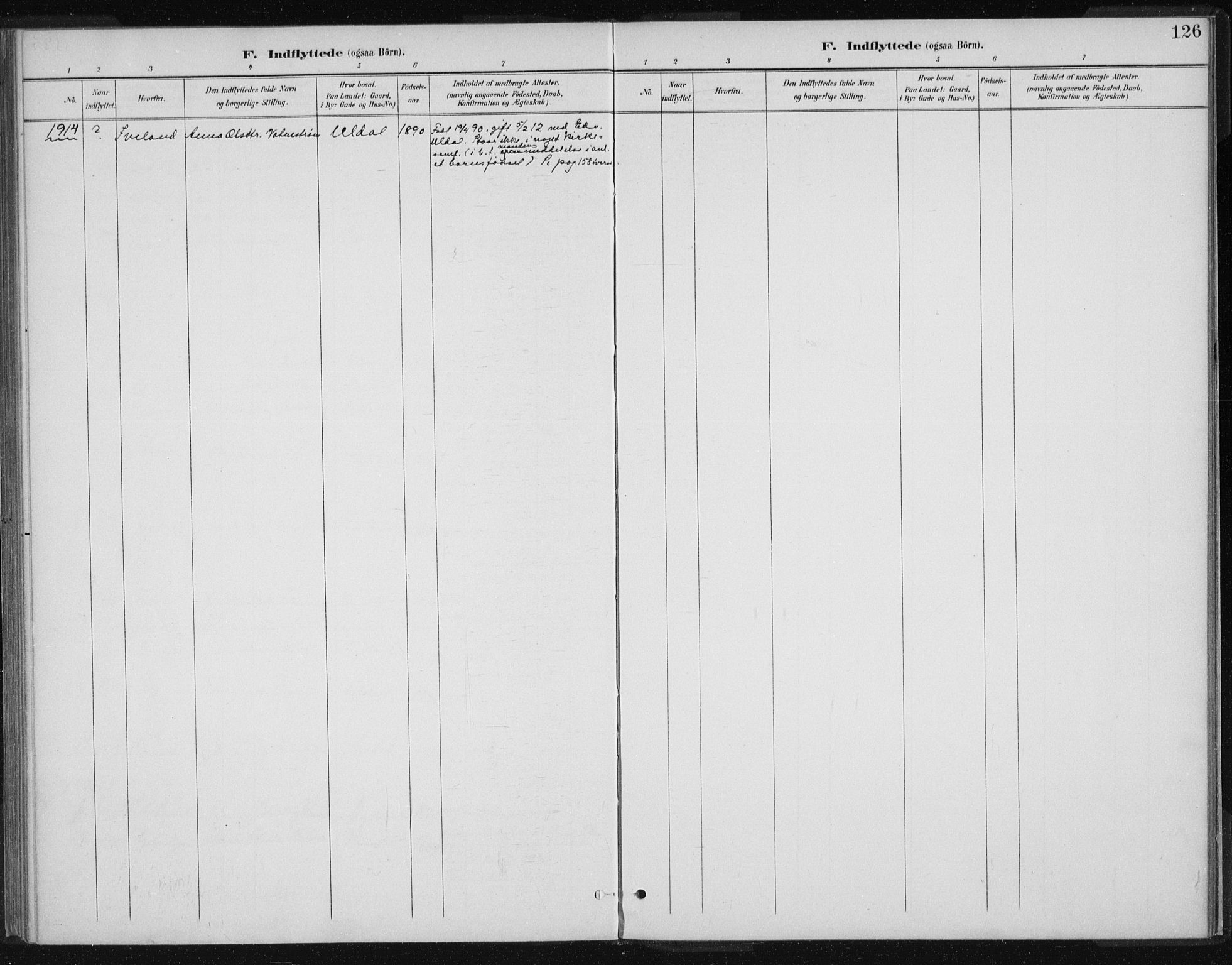 Herefoss sokneprestkontor, SAK/1111-0019/F/Fa/Fac/L0002: Ministerialbok nr. A 2, 1887-1915, s. 126