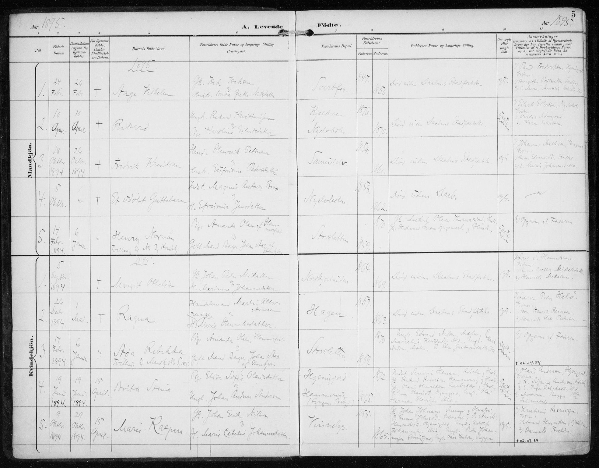 Skjervøy sokneprestkontor, AV/SATØ-S-1300/H/Ha/Haa/L0017kirke: Ministerialbok nr. 17, 1895-1911, s. 5