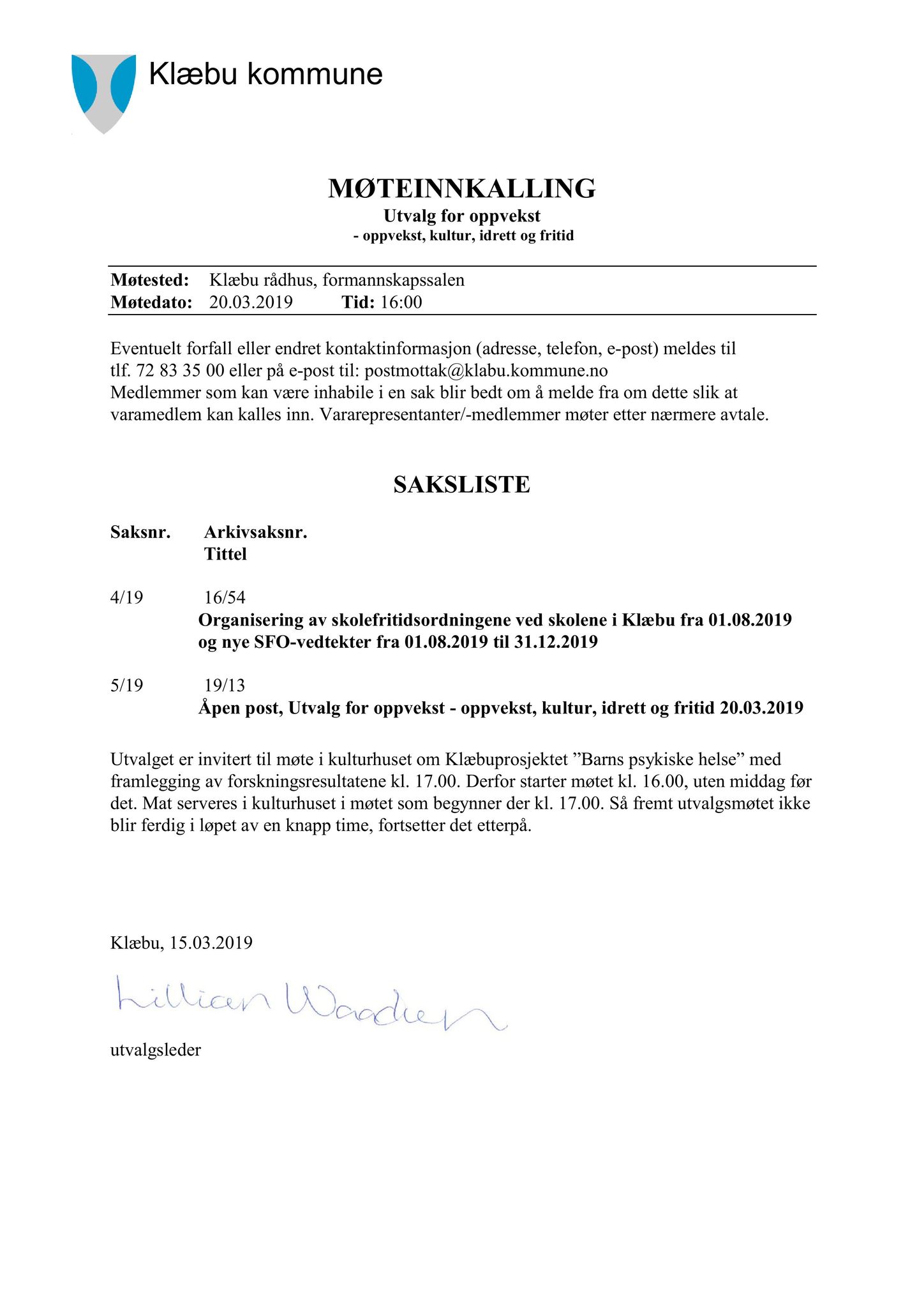 Klæbu Kommune, TRKO/KK/04-UO/L010: Utvalg for oppvekst - Møtedokumenter, 2019, s. 20