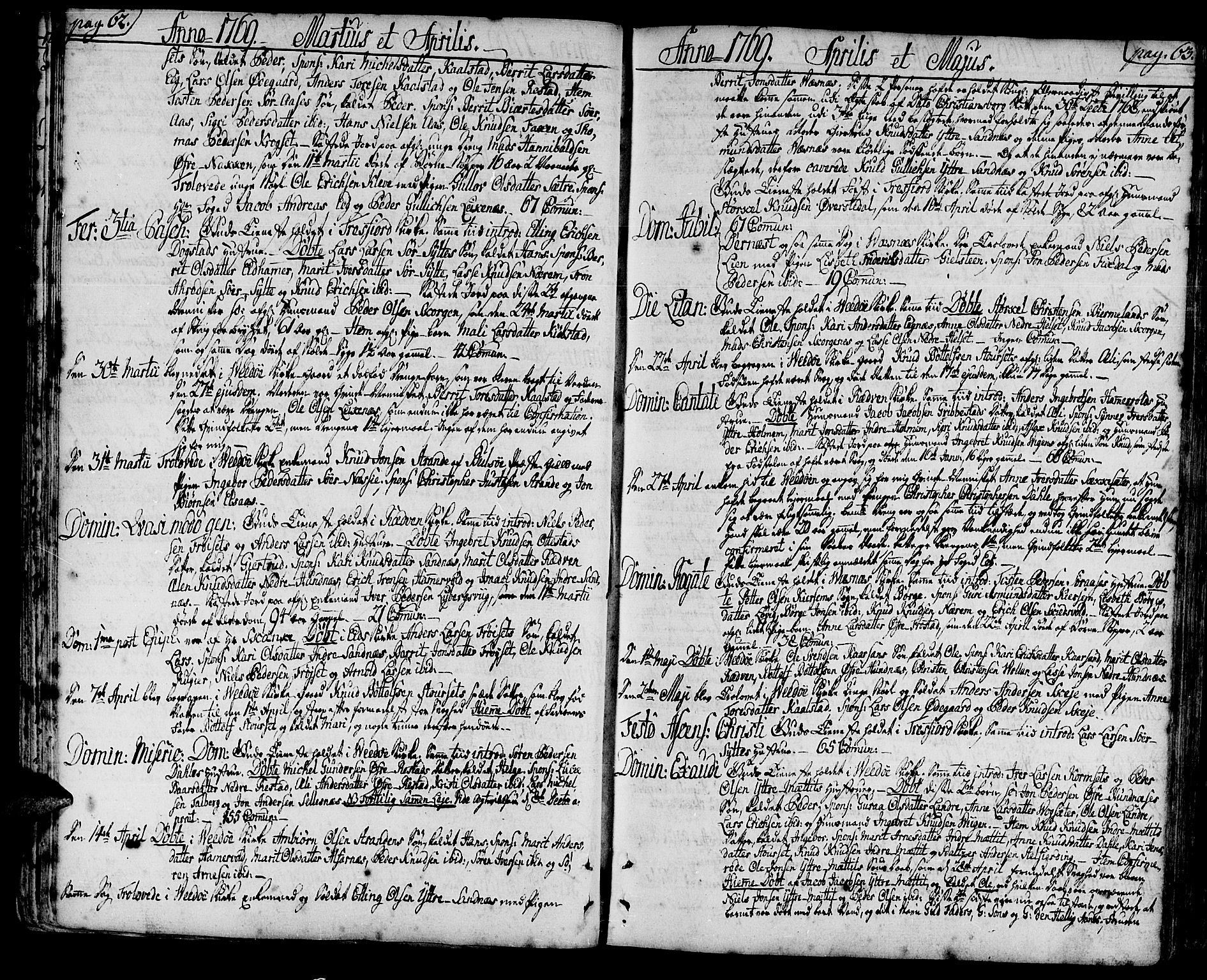 Ministerialprotokoller, klokkerbøker og fødselsregistre - Møre og Romsdal, AV/SAT-A-1454/547/L0600: Ministerialbok nr. 547A02, 1765-1799, s. 62-63
