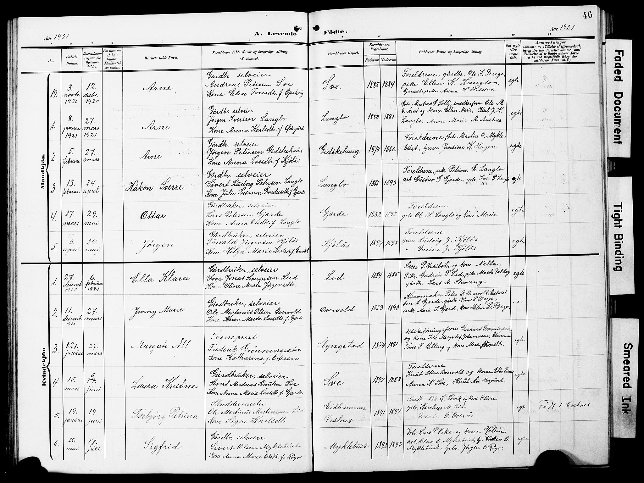 Ministerialprotokoller, klokkerbøker og fødselsregistre - Møre og Romsdal, AV/SAT-A-1454/520/L0293: Klokkerbok nr. 520C05, 1902-1923, s. 46