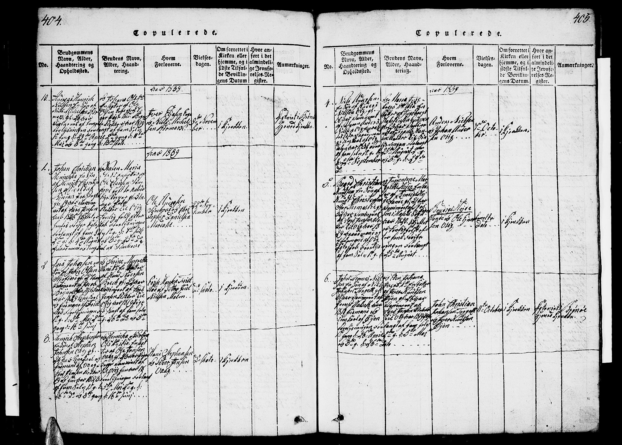 Ministerialprotokoller, klokkerbøker og fødselsregistre - Nordland, AV/SAT-A-1459/812/L0186: Klokkerbok nr. 812C04, 1820-1849, s. 404-405