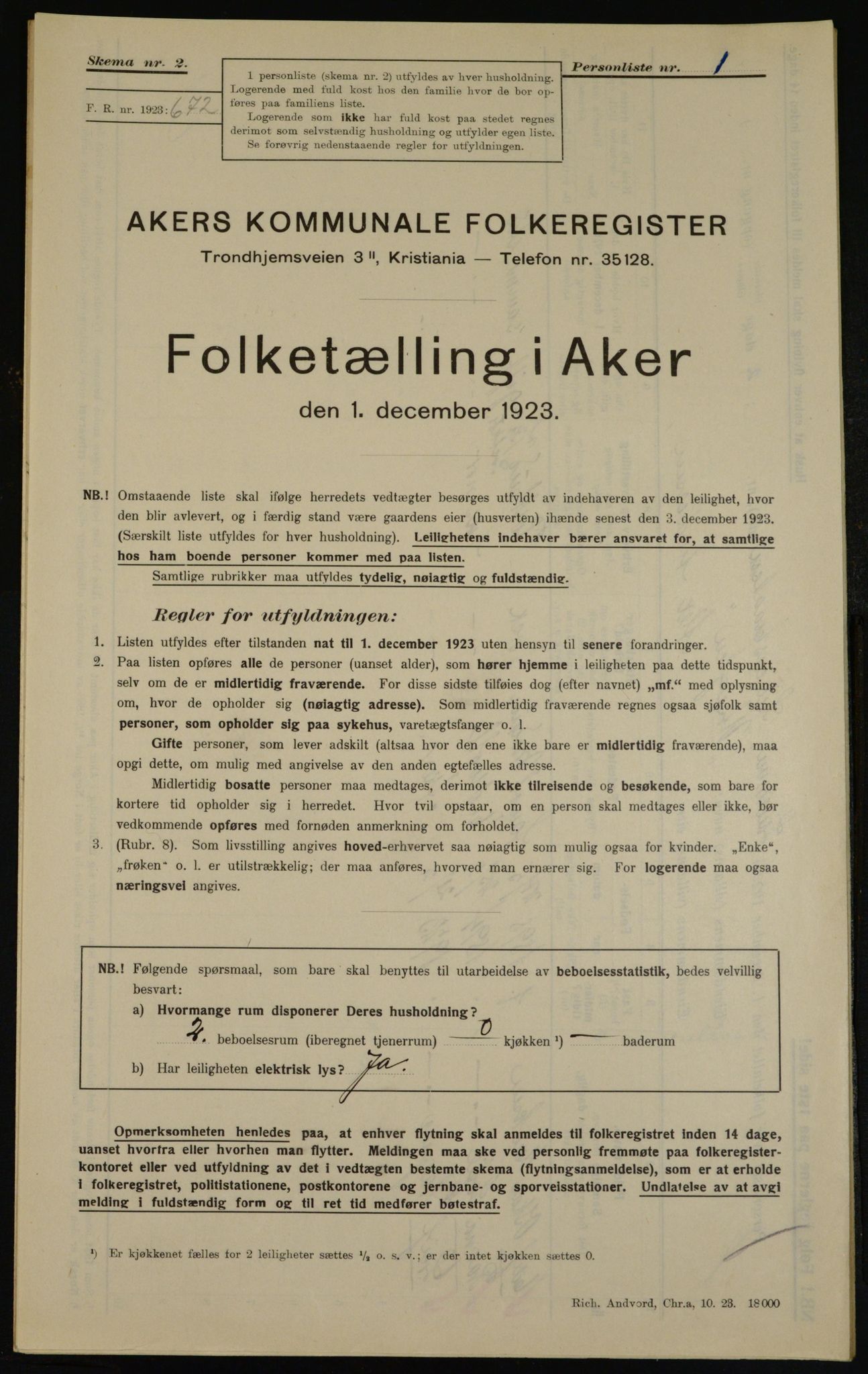 , Kommunal folketelling 1.12.1923 for Aker, 1923, s. 40745