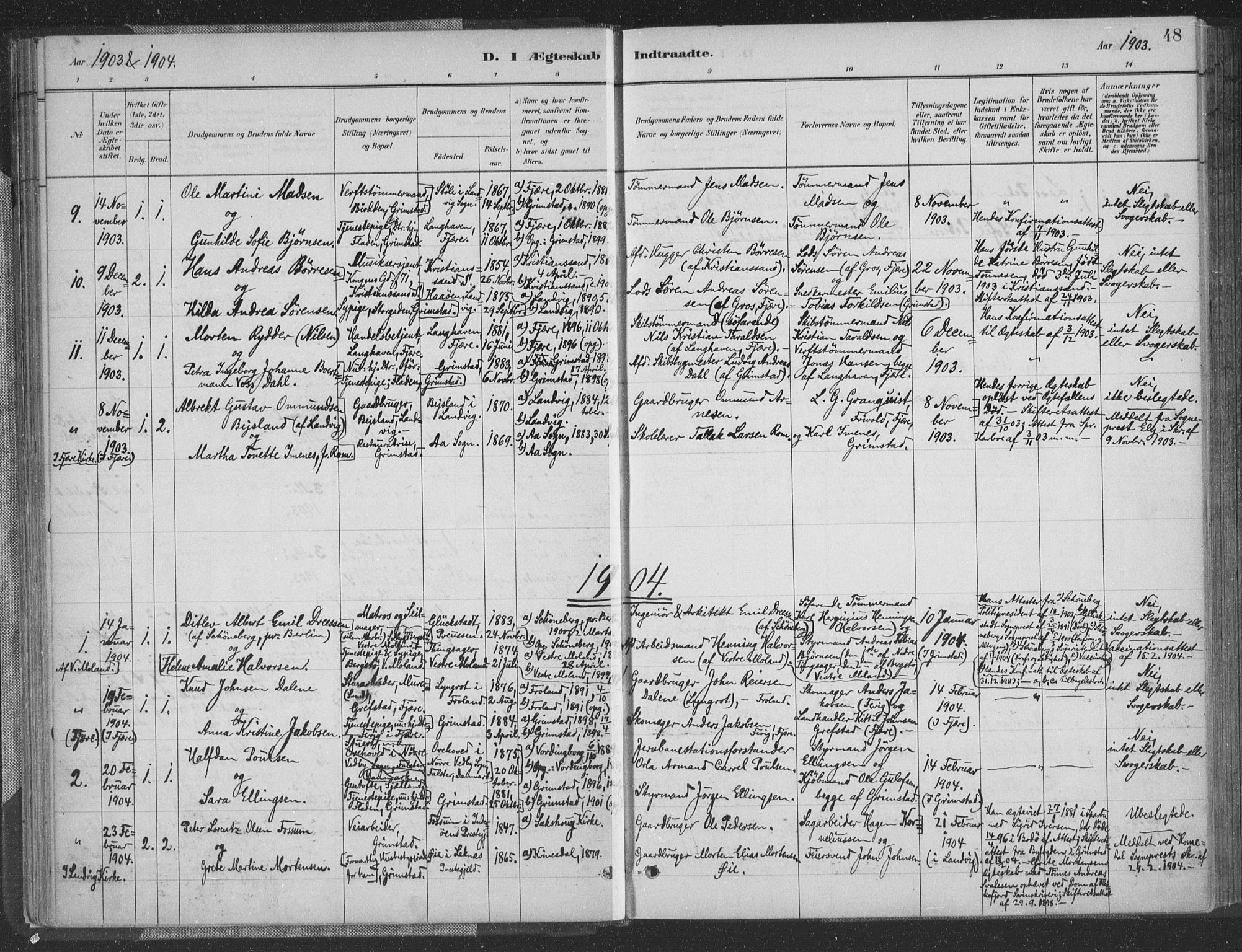 Grimstad sokneprestkontor, AV/SAK-1111-0017/F/Fa/L0004: Ministerialbok nr. A 3, 1882-1910, s. 48