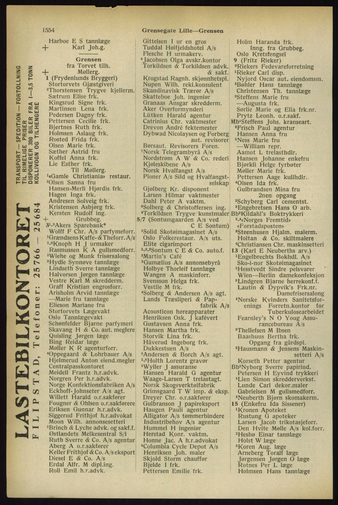 Kristiania/Oslo adressebok, PUBL/-, 1933, s. 1554