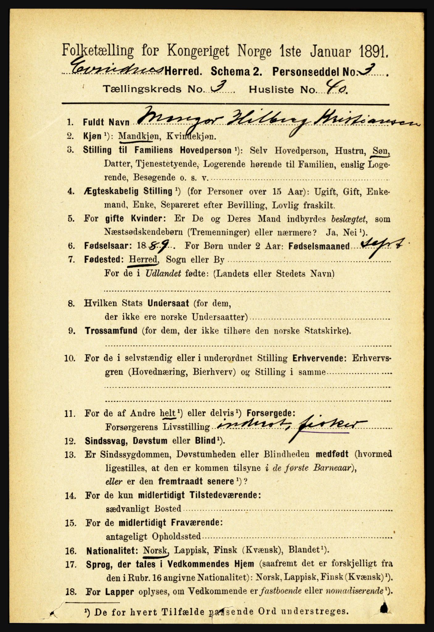 RA, Folketelling 1891 for 1853 Evenes herred, 1891, s. 1036