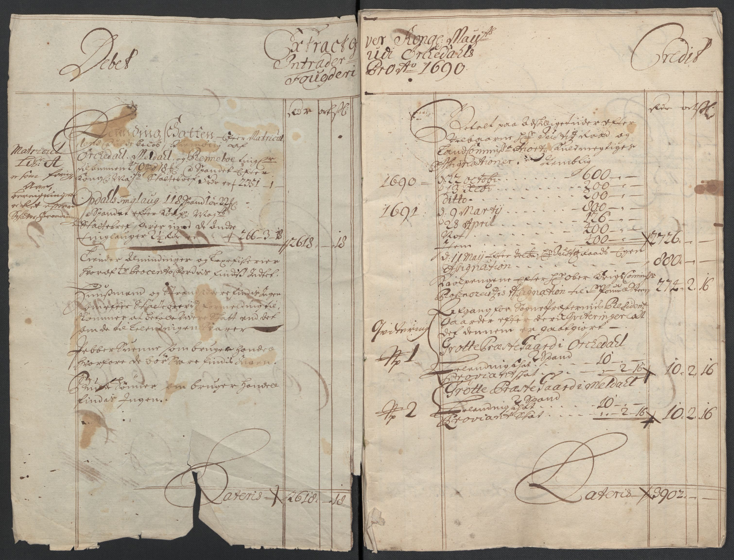 Rentekammeret inntil 1814, Reviderte regnskaper, Fogderegnskap, AV/RA-EA-4092/R58/L3936: Fogderegnskap Orkdal, 1689-1690, s. 252