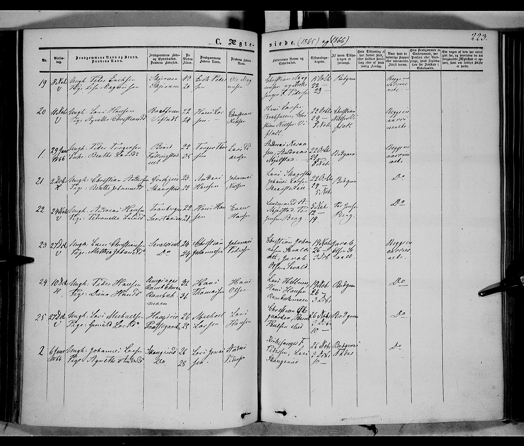 Vardal prestekontor, AV/SAH-PREST-100/H/Ha/Haa/L0006: Ministerialbok nr. 6, 1854-1866, s. 223