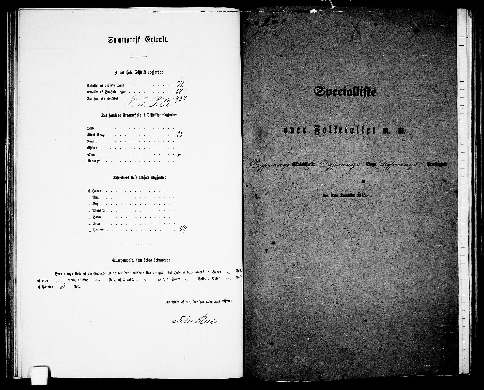 RA, Folketelling 1865 for 0915P Dypvåg prestegjeld, 1865, s. 77