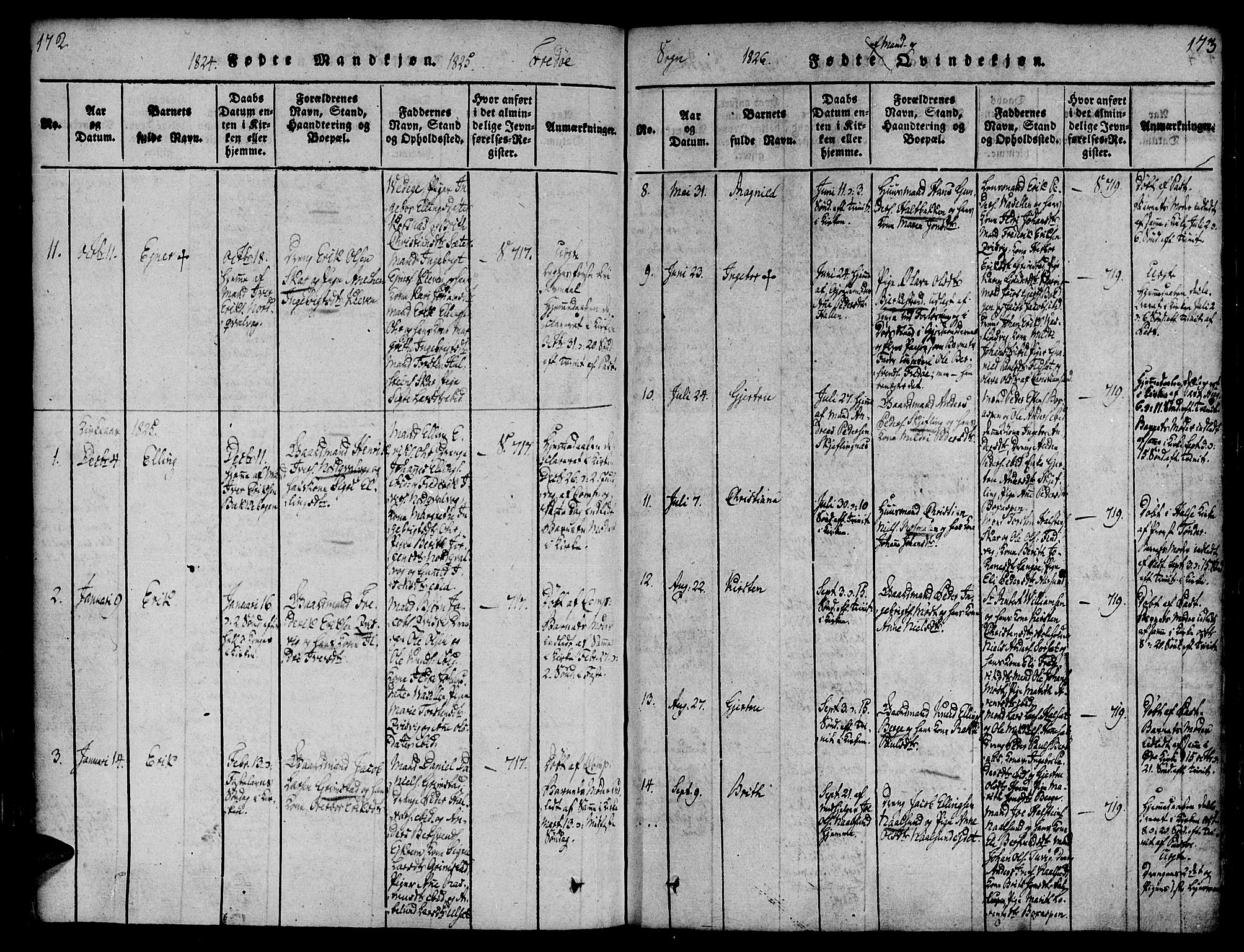 Ministerialprotokoller, klokkerbøker og fødselsregistre - Møre og Romsdal, SAT/A-1454/586/L0982: Ministerialbok nr. 586A08, 1819-1829, s. 172-173