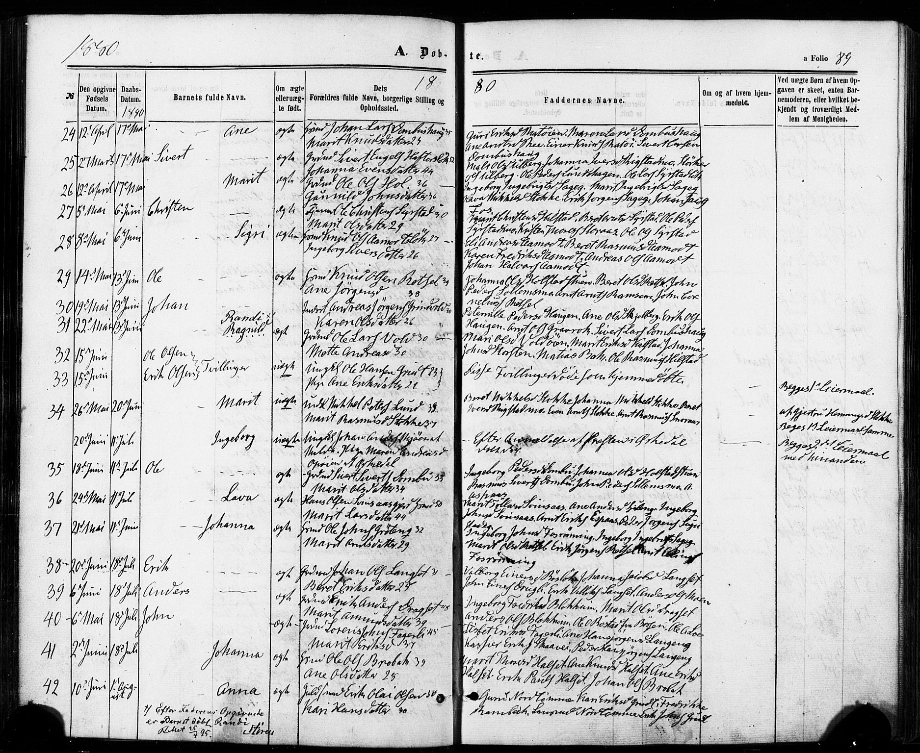 Ministerialprotokoller, klokkerbøker og fødselsregistre - Sør-Trøndelag, SAT/A-1456/672/L0856: Ministerialbok nr. 672A08, 1861-1881, s. 89
