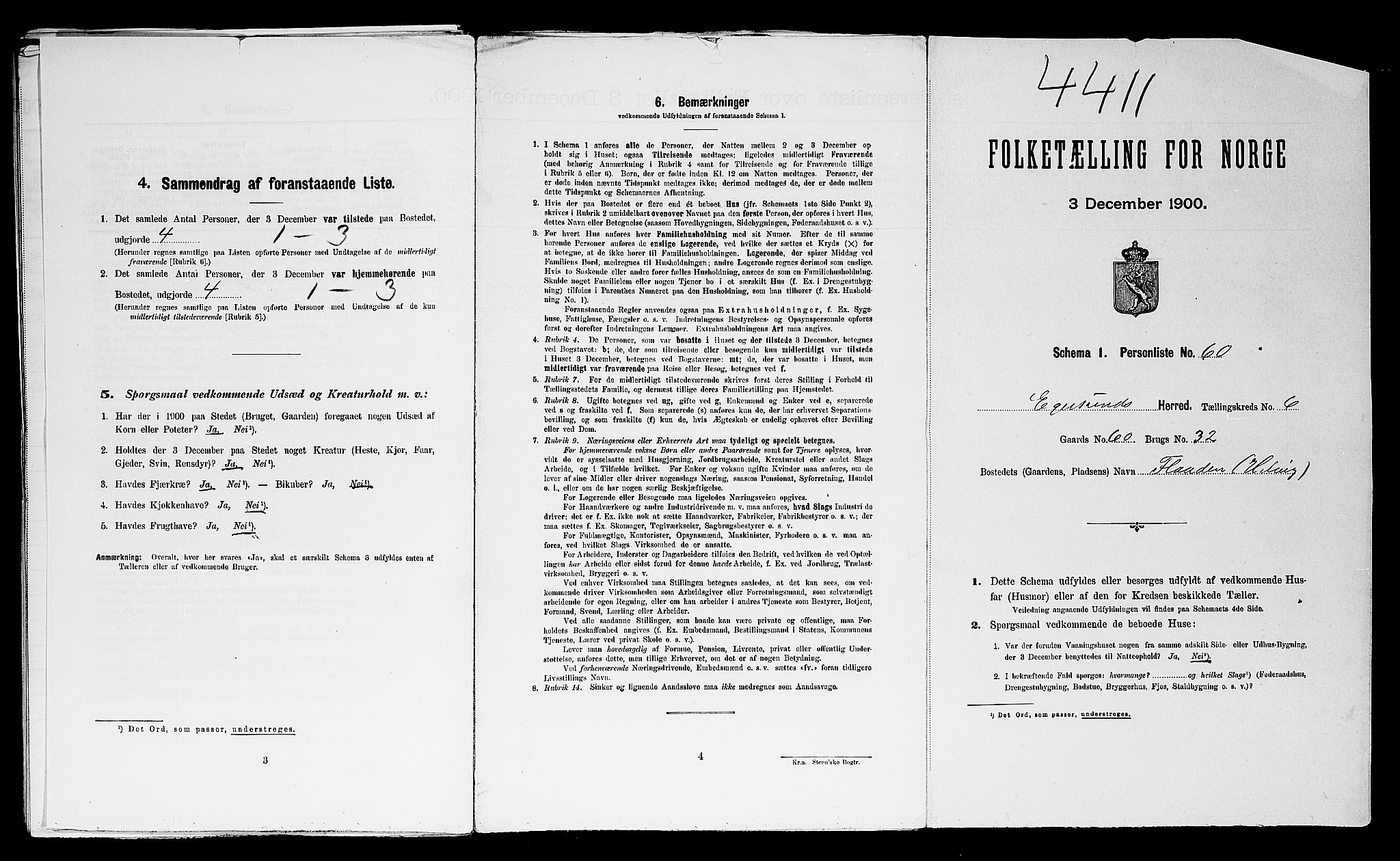 SAST, Folketelling 1900 for 1116 Eigersund herred, 1900, s. 977