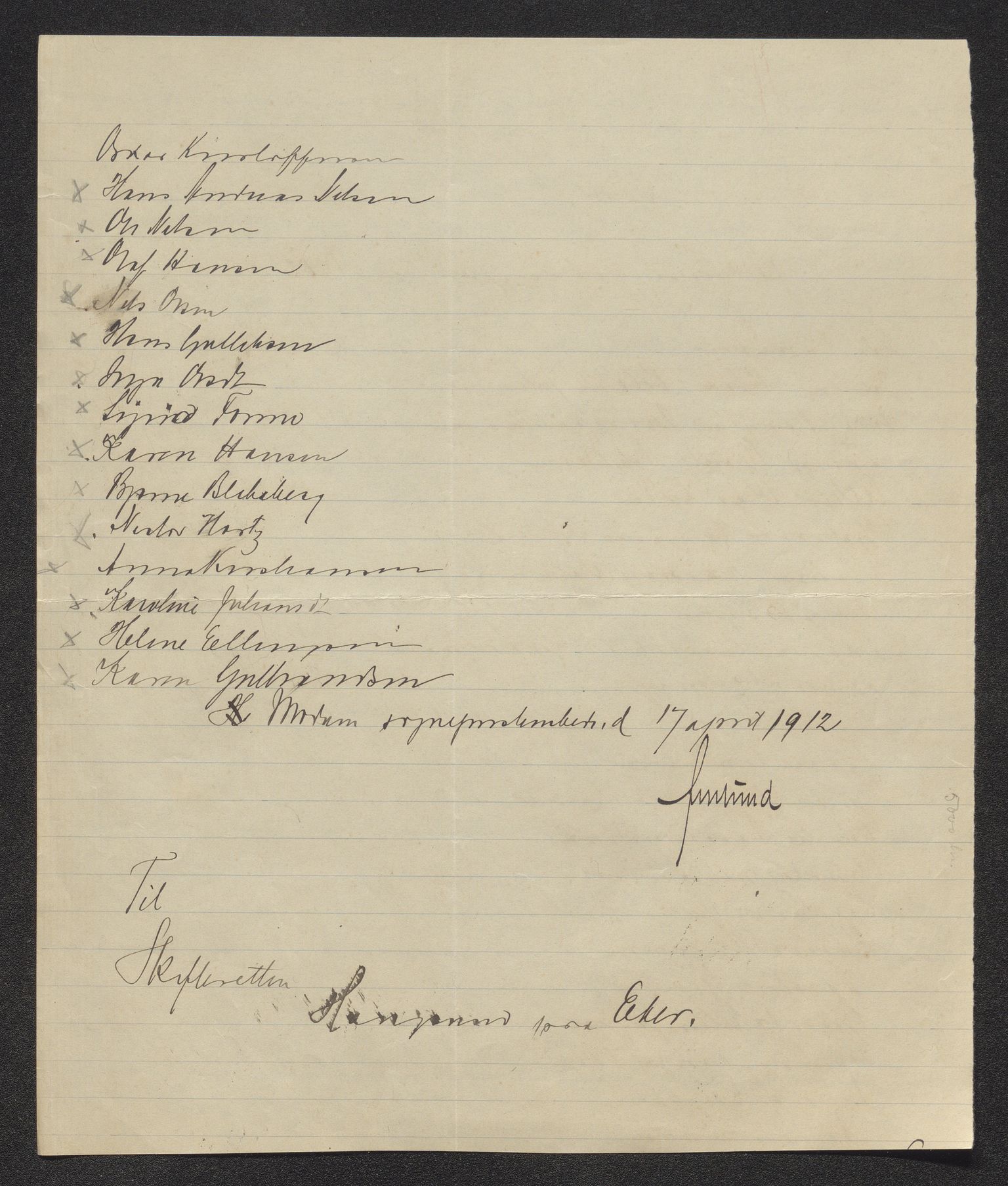 Eiker, Modum og Sigdal sorenskriveri, AV/SAKO-A-123/H/Ha/Hab/L0035: Dødsfallsmeldinger, 1912, s. 282