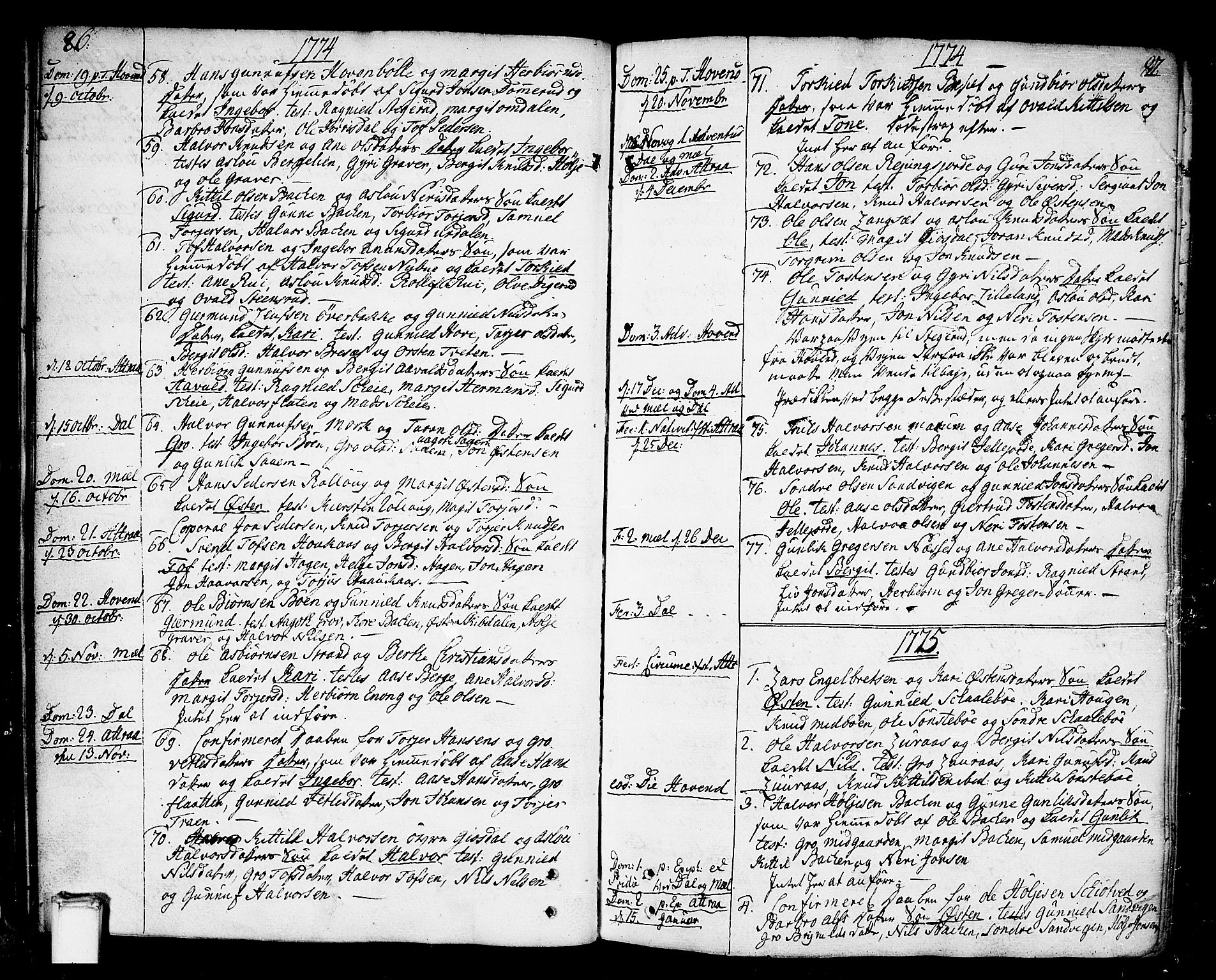 Tinn kirkebøker, AV/SAKO-A-308/F/Fa/L0002: Ministerialbok nr. I 2, 1757-1810, s. 86-87