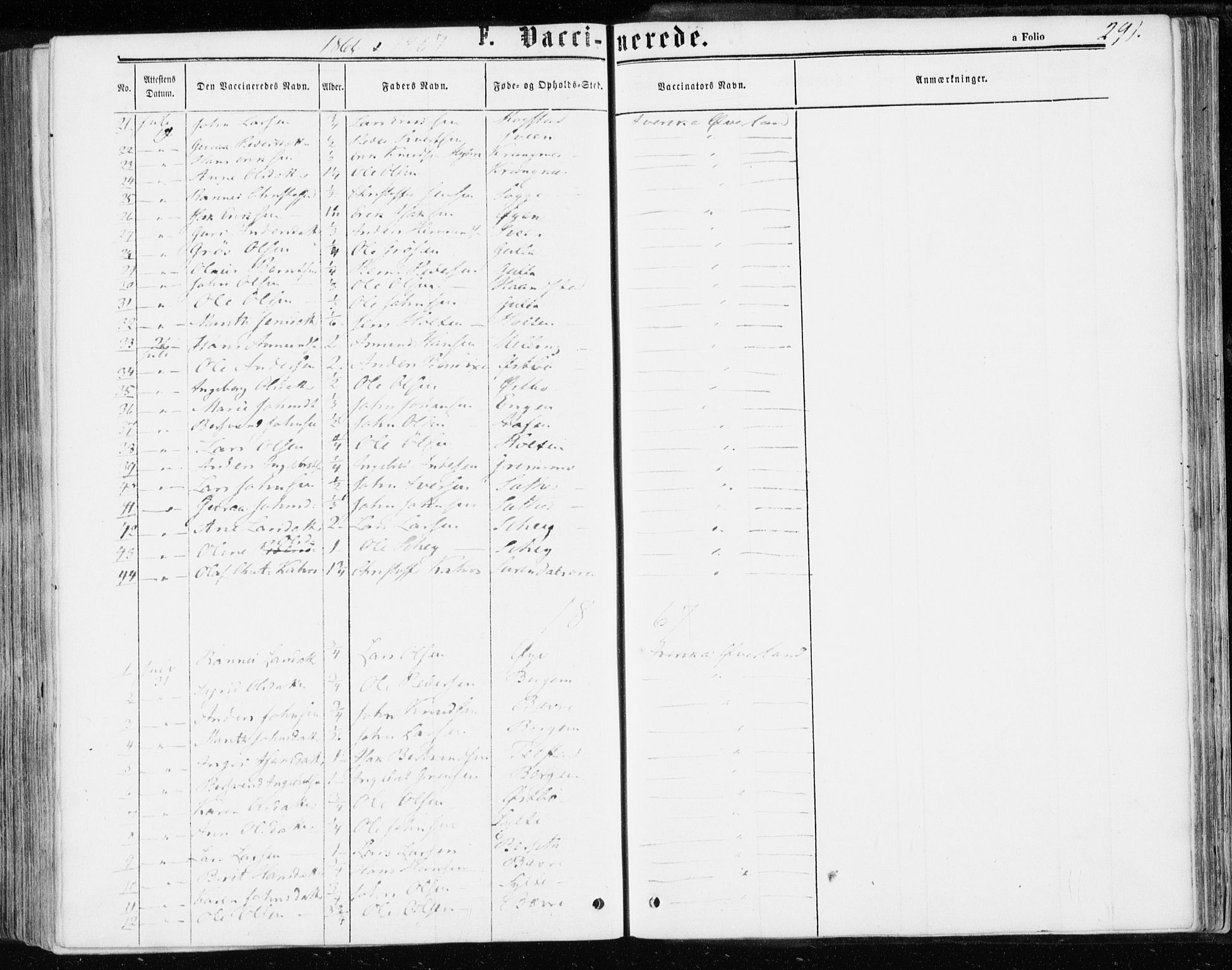 Ministerialprotokoller, klokkerbøker og fødselsregistre - Møre og Romsdal, SAT/A-1454/595/L1045: Ministerialbok nr. 595A07, 1863-1873, s. 291
