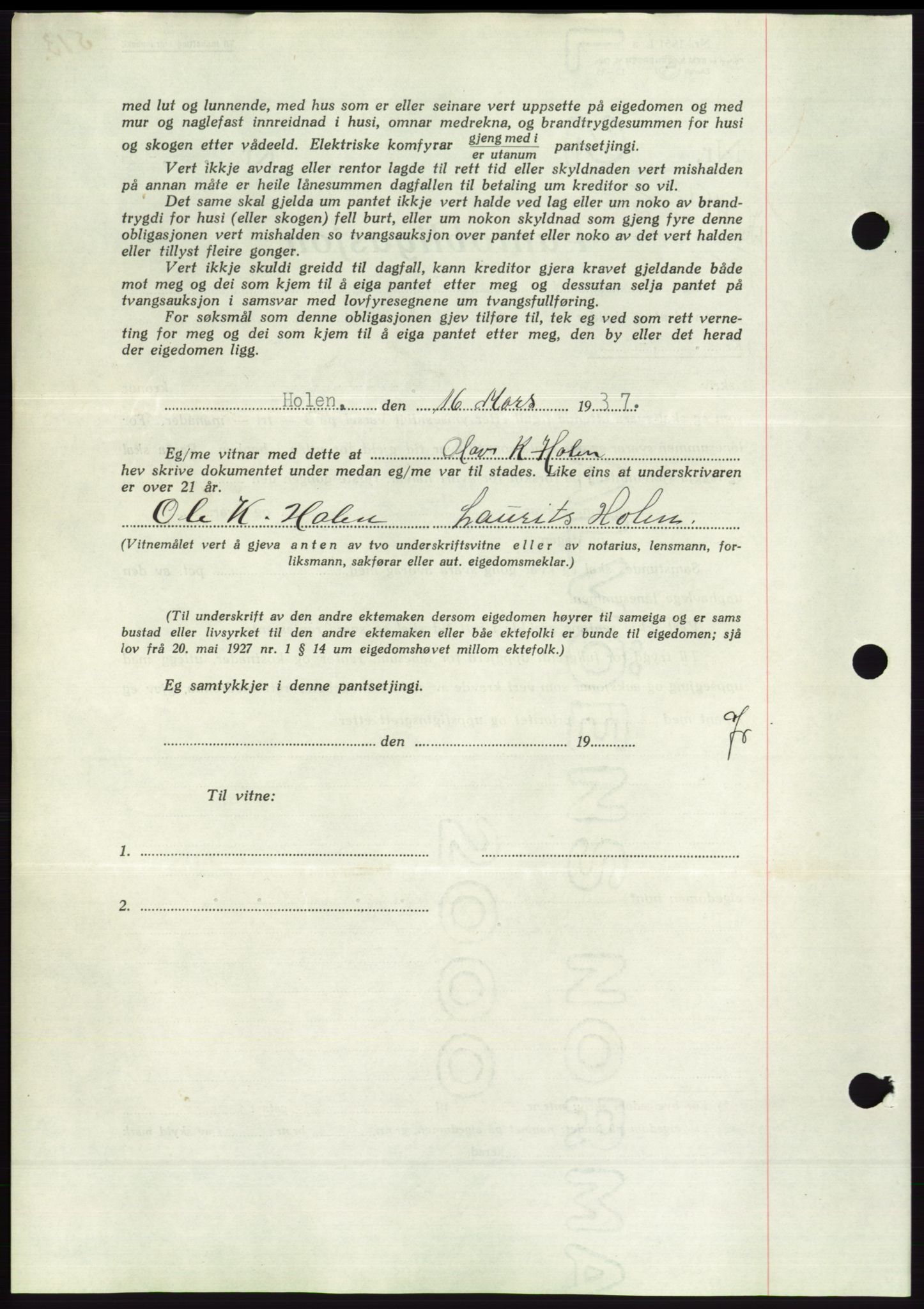 Søre Sunnmøre sorenskriveri, AV/SAT-A-4122/1/2/2C/L0062: Pantebok nr. 56, 1936-1937, Dagboknr: 451/1937