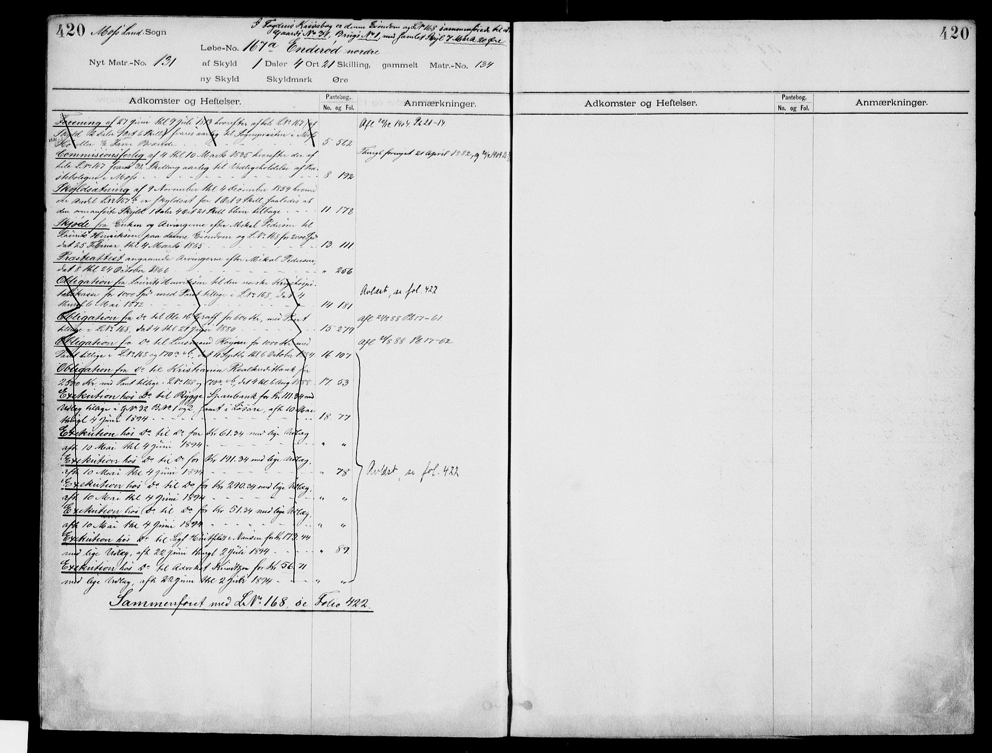 Moss sorenskriveri, SAO/A-10168: Panteregister nr. IV 3b, 1769-1926, s. 420