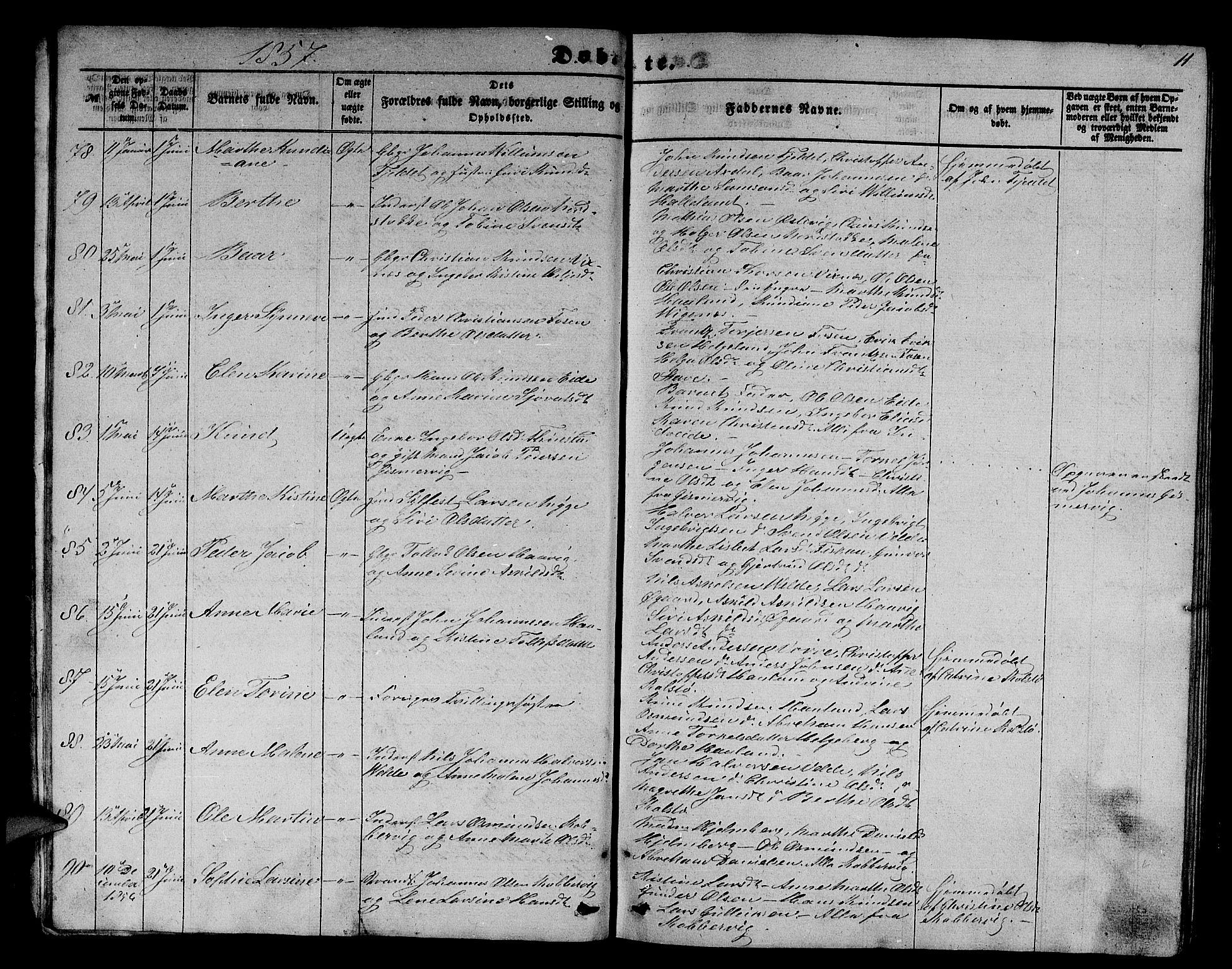 Avaldsnes sokneprestkontor, AV/SAST-A -101851/H/Ha/Hab/L0003: Klokkerbok nr. B 3, 1857-1871, s. 11